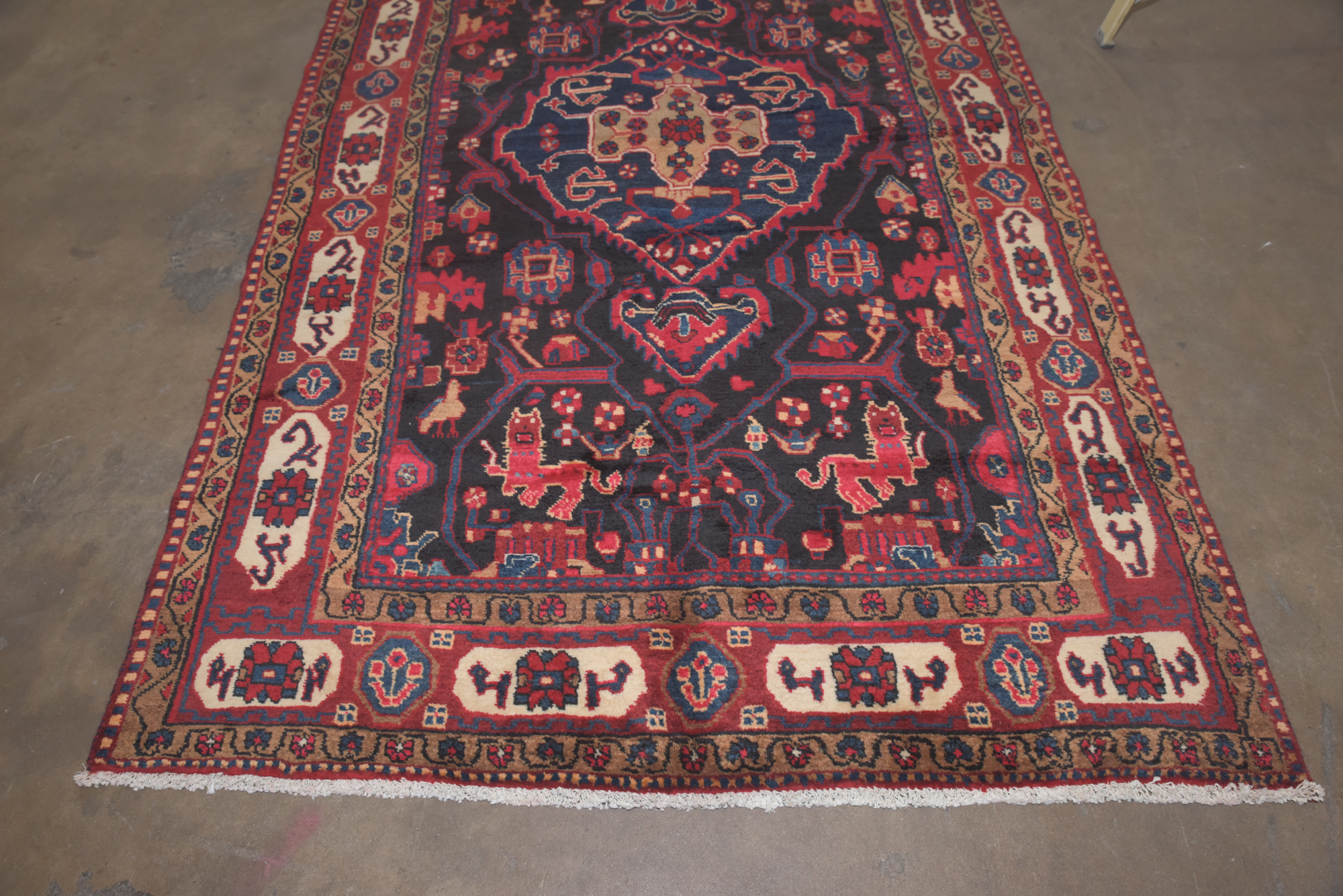 Hand-Knotted Persian Hamadan Pictoral Area Rug