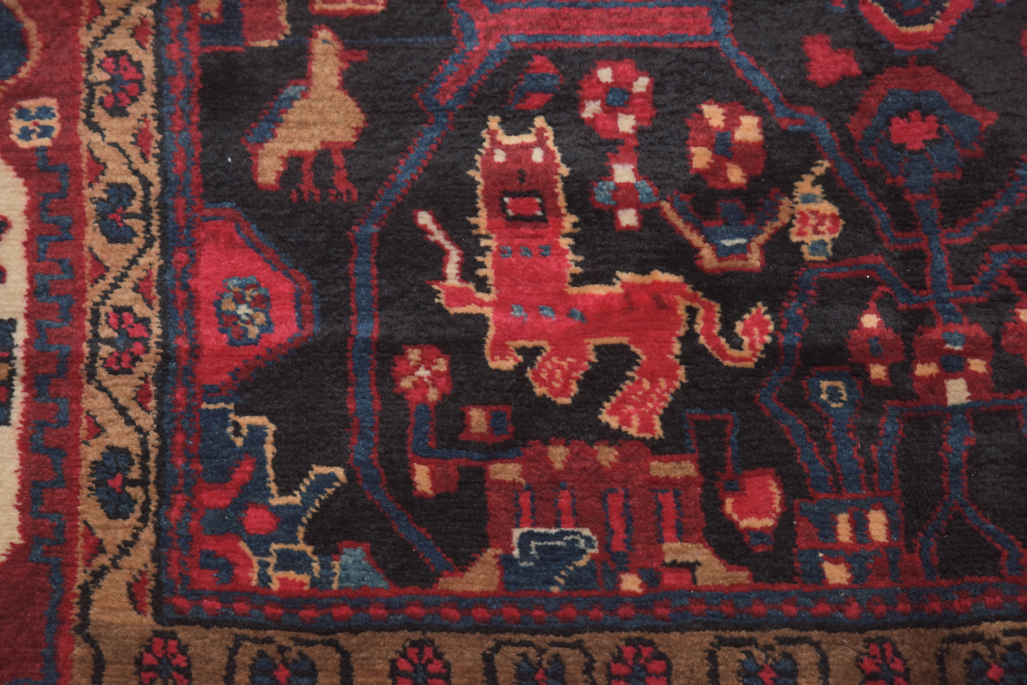 Hand-Knotted Persian Hamadan Pictoral Area Rug