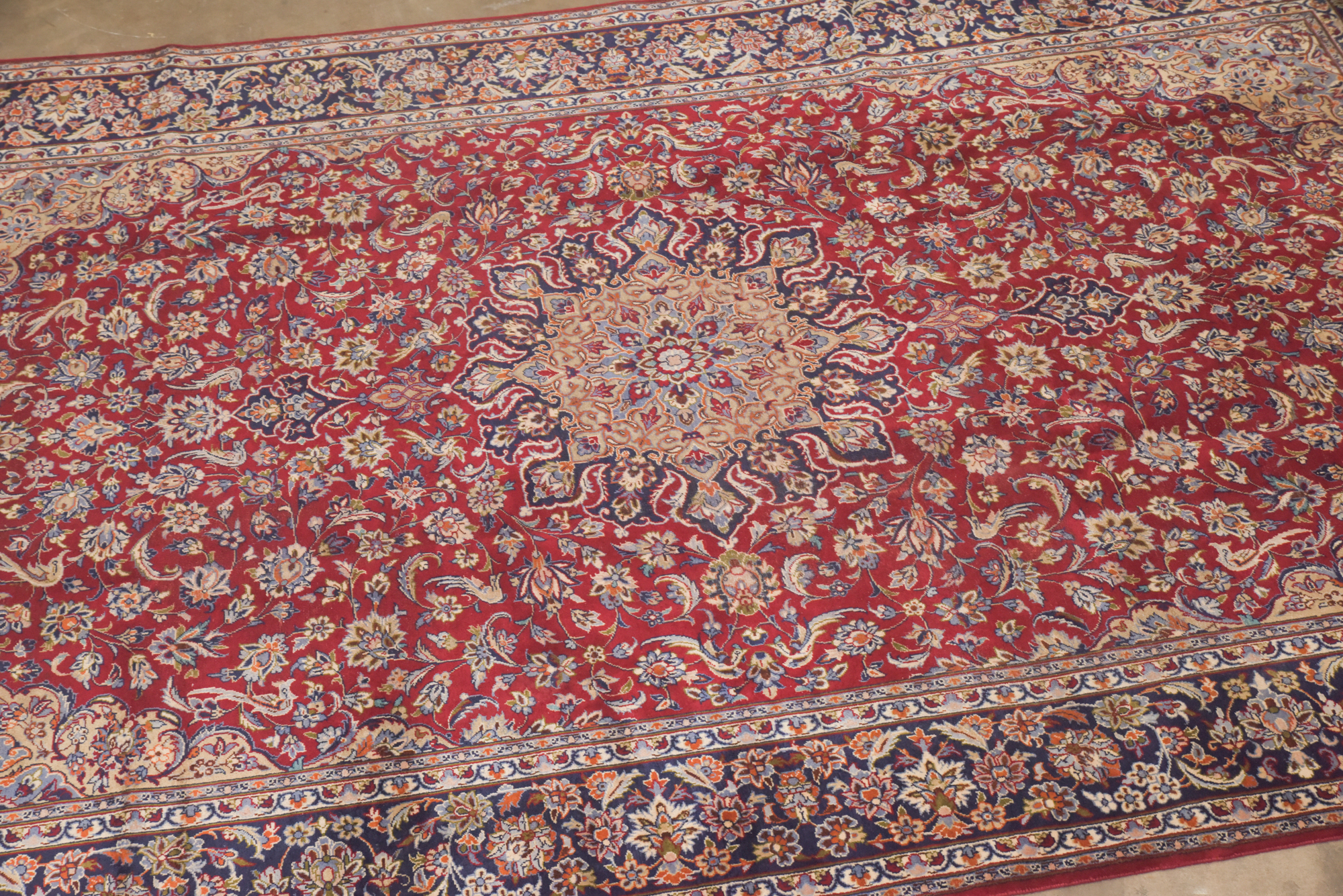 Hand-Knotted Persian Isfahan Wool Room Sized Rug