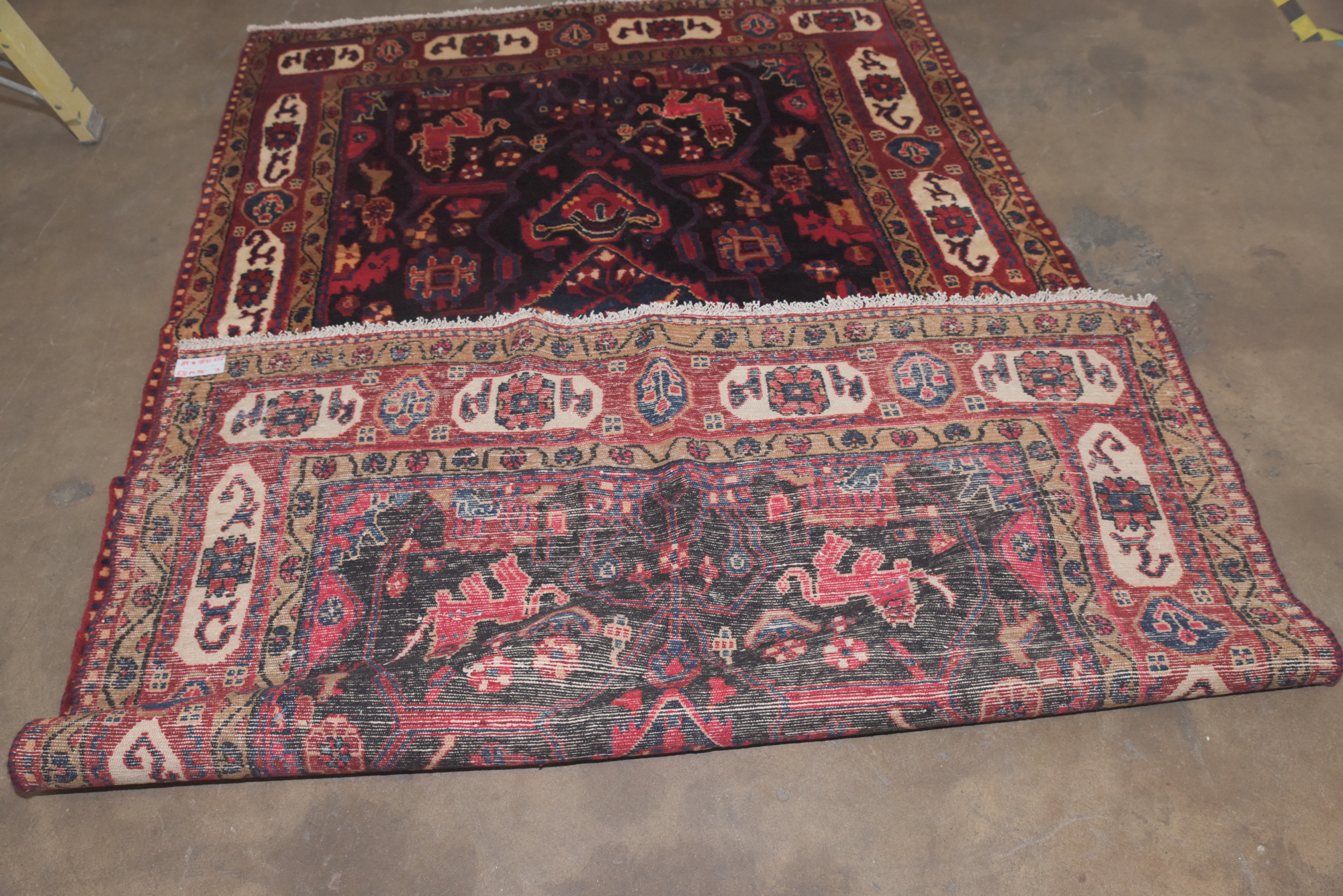 Hand-Knotted Persian Hamadan Pictoral Area Rug