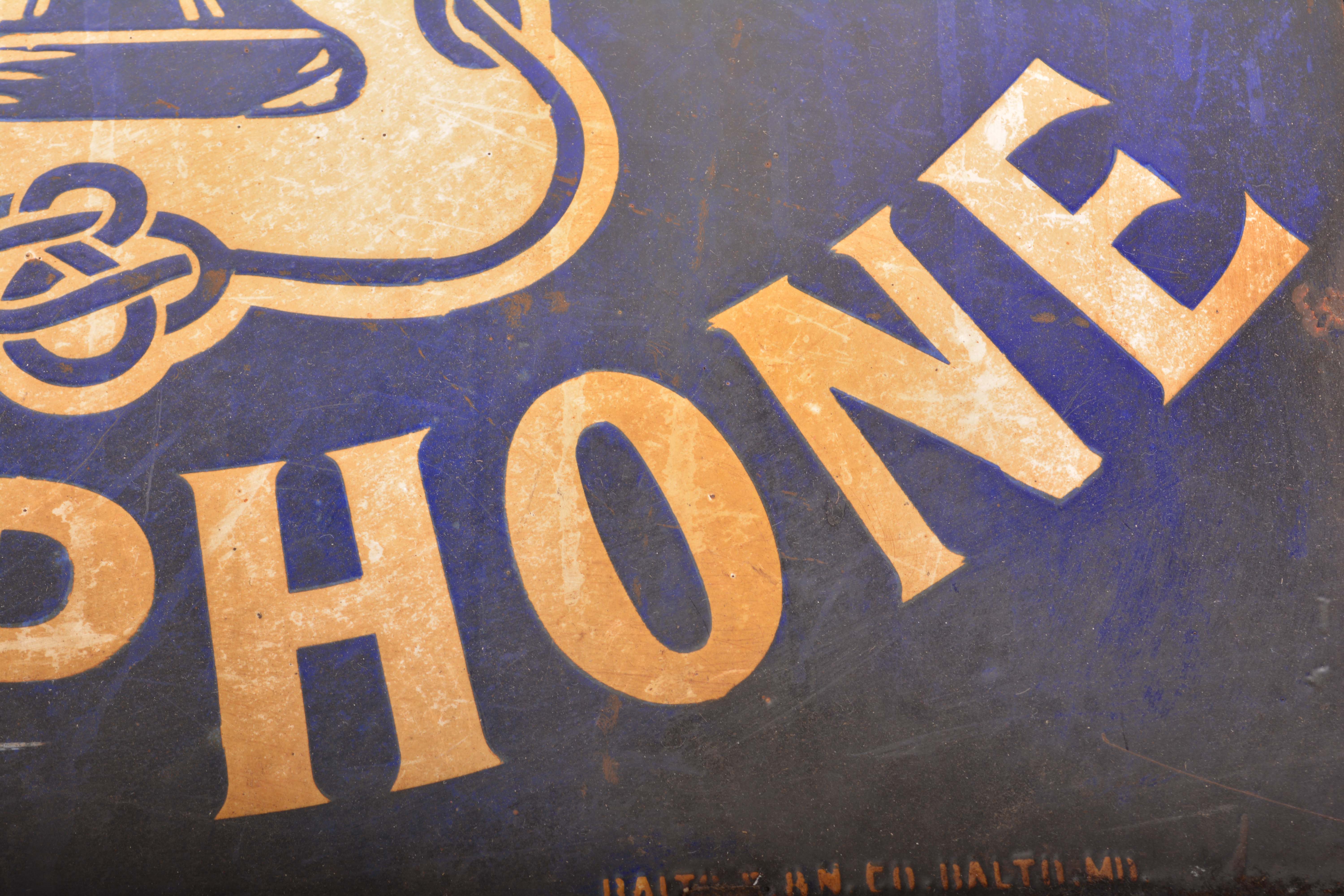 Vintage Maryland Telephone Public Station Double-Sided Metal Sign