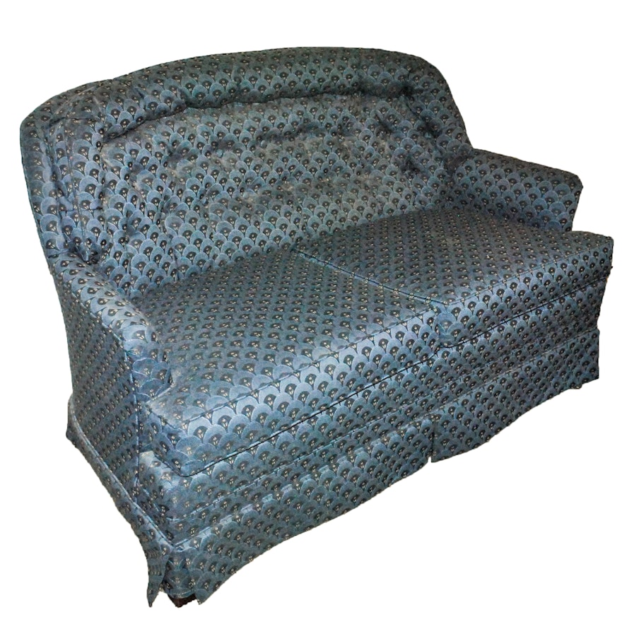 Blue Upholstered Loveseat