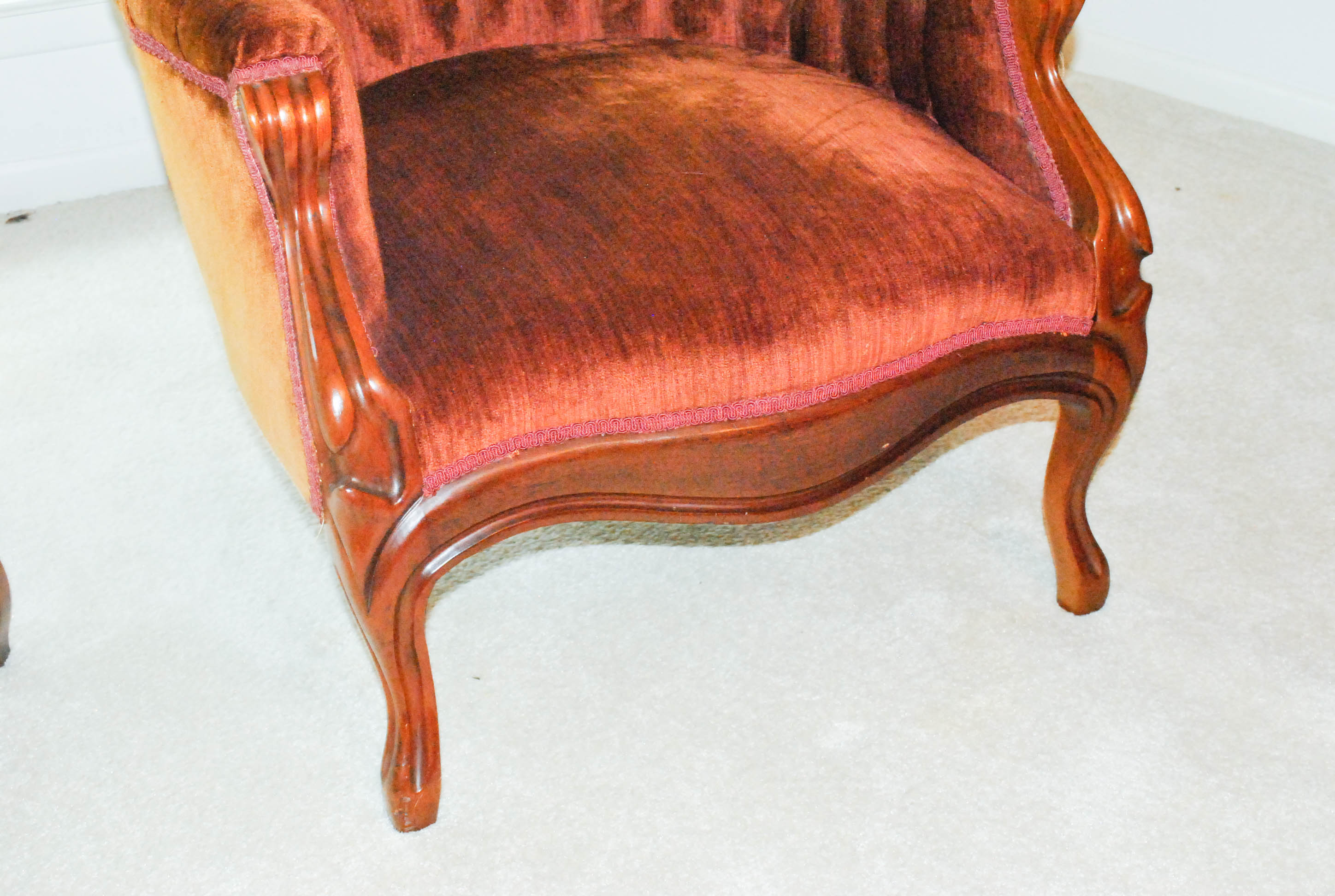 Vintage Victorian Style Upholstered Armchair by Carlton McLendon Furniture