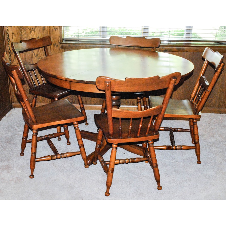Pedestal Table and Five Windsor Style Chairs
