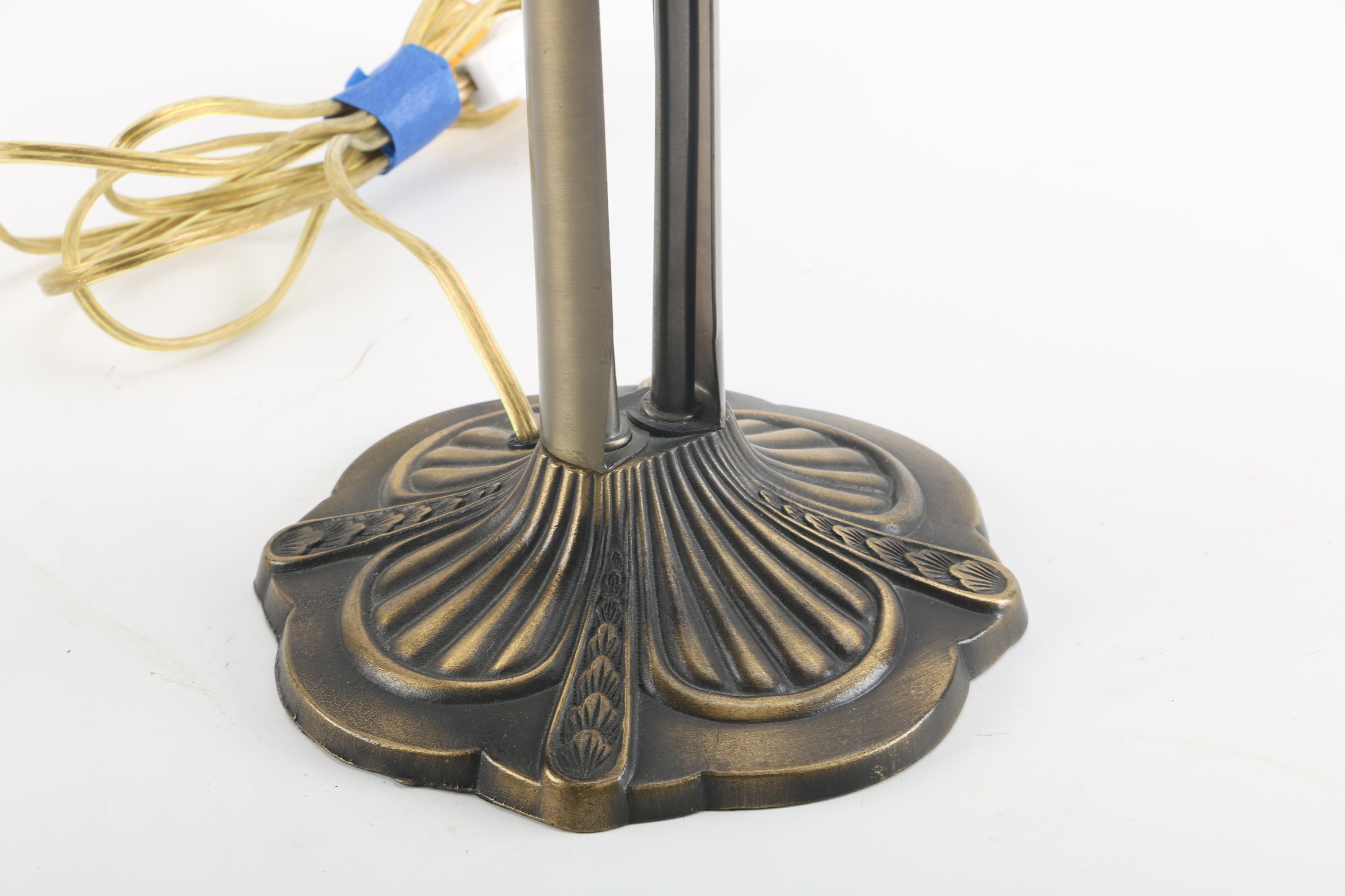 Art Nouveau Style Glass Flower Shade Table Lamp