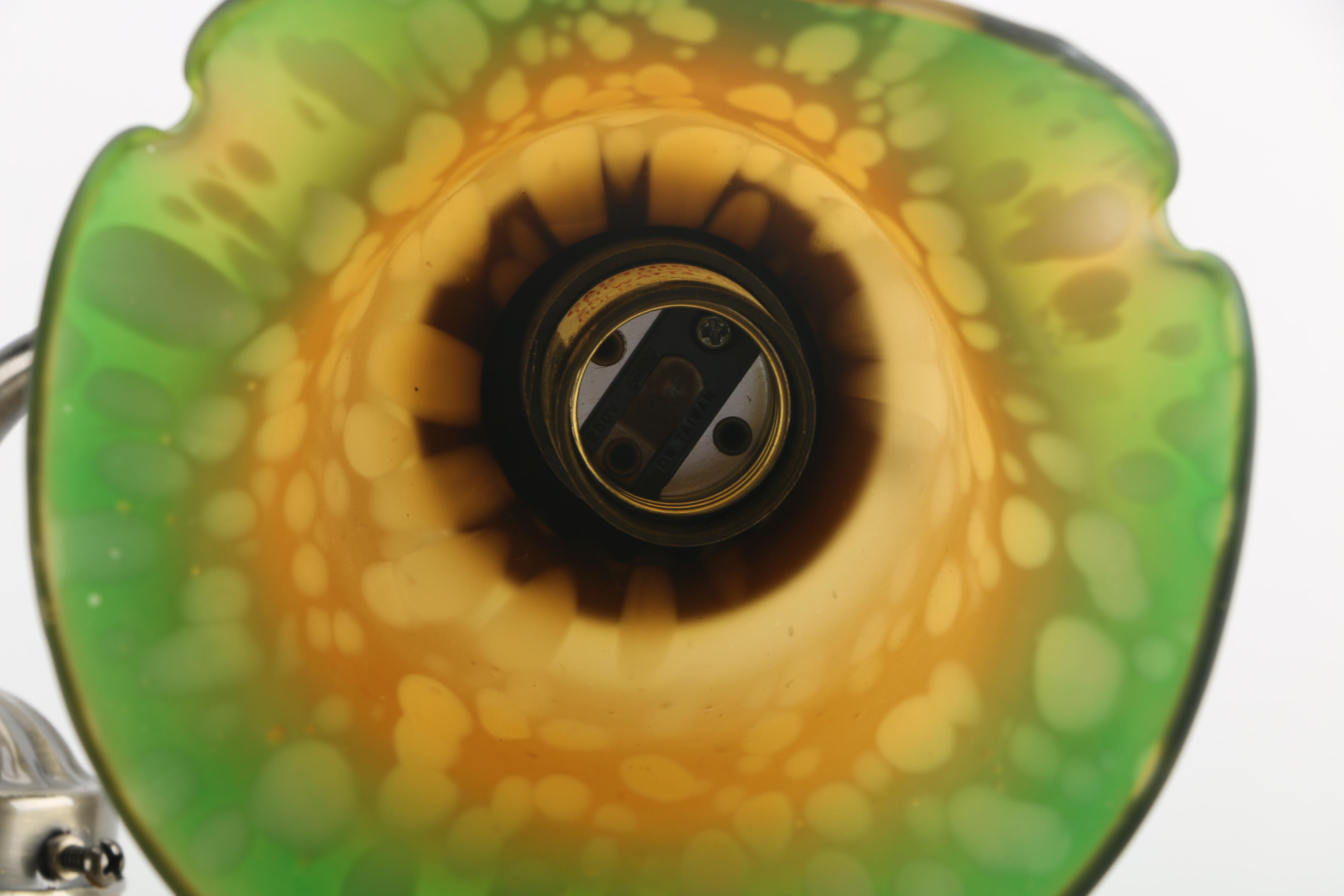 Art Nouveau Style Glass Flower Shade Table Lamp