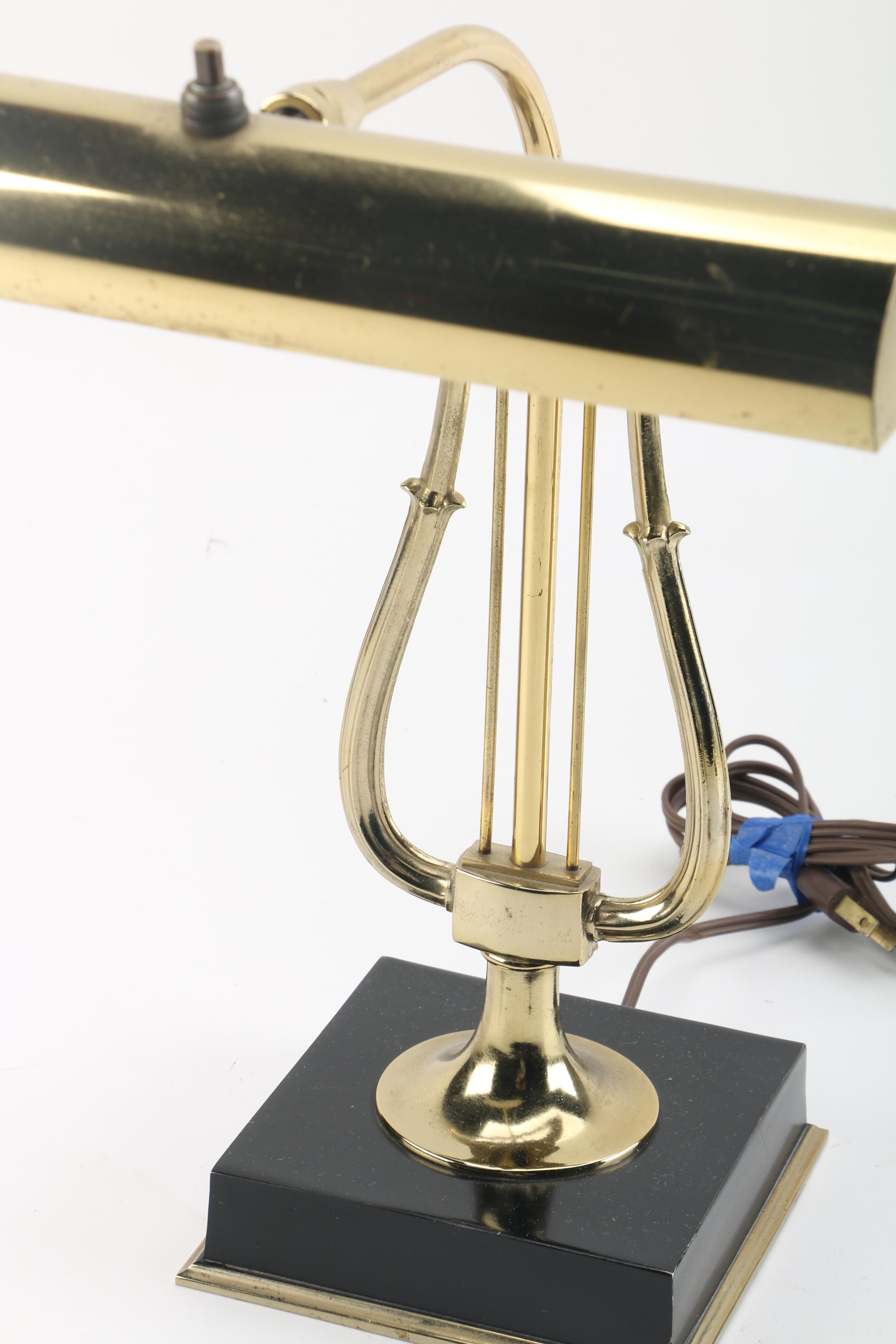 Brass Harp Piano Lamp
