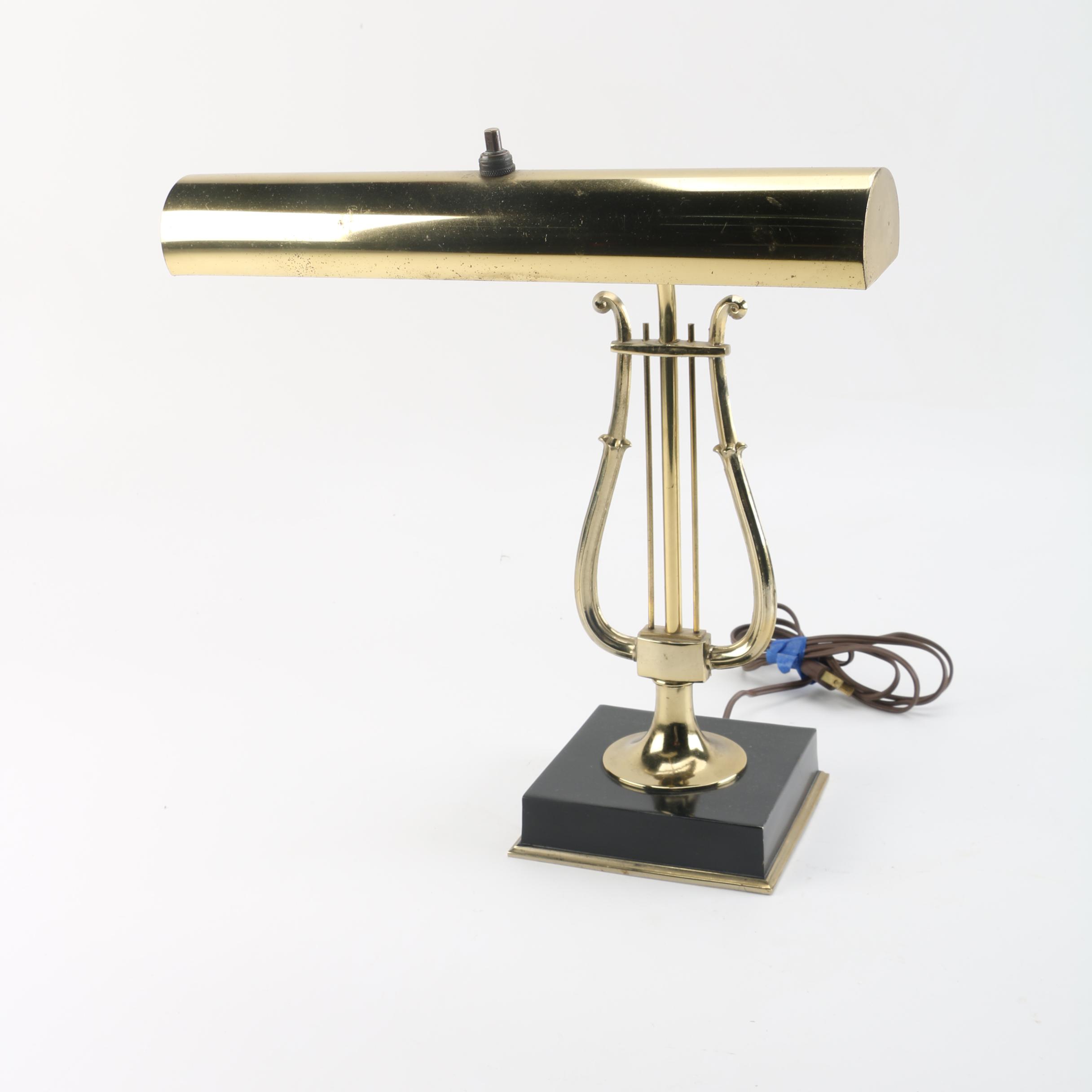 Brass Harp Piano Lamp