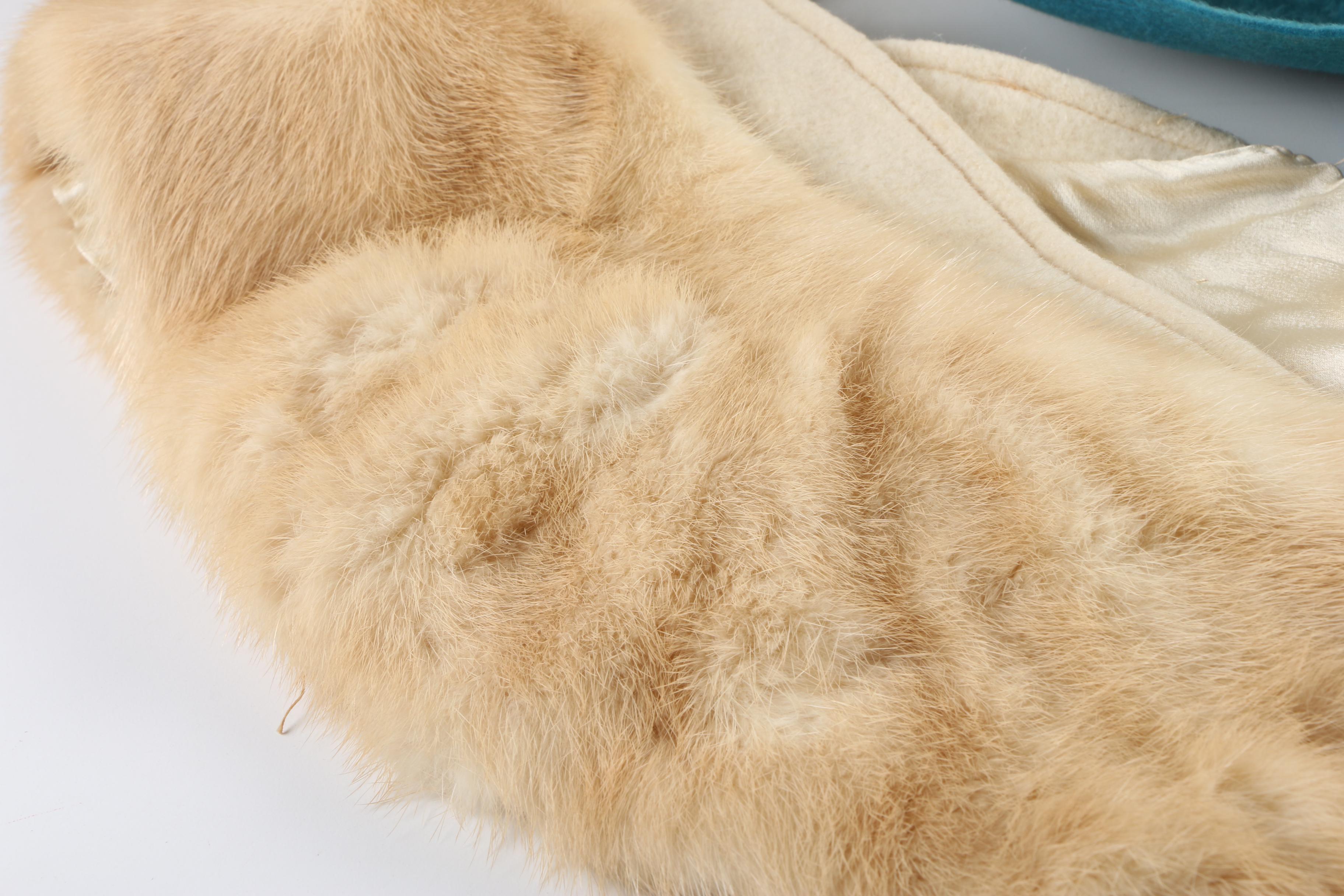 Vintage Fur Felt Hats by Betmar and Coralie with Blonde Mink Fur Collar