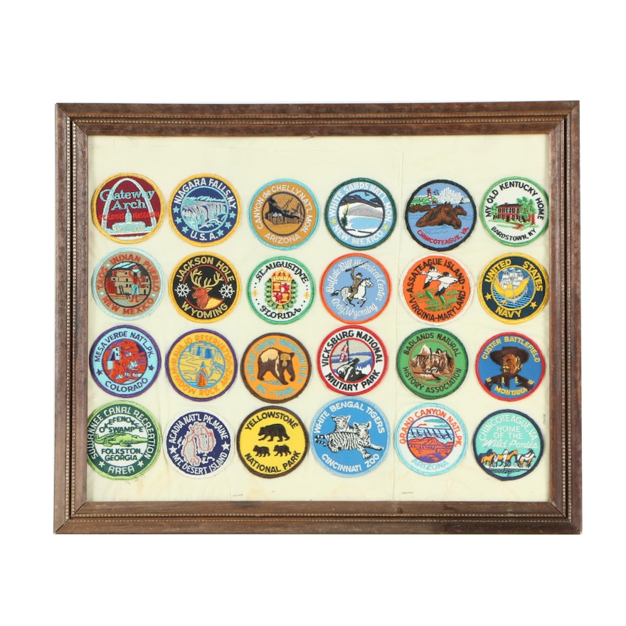 Framed Embroidered U.S. Tourist Patches