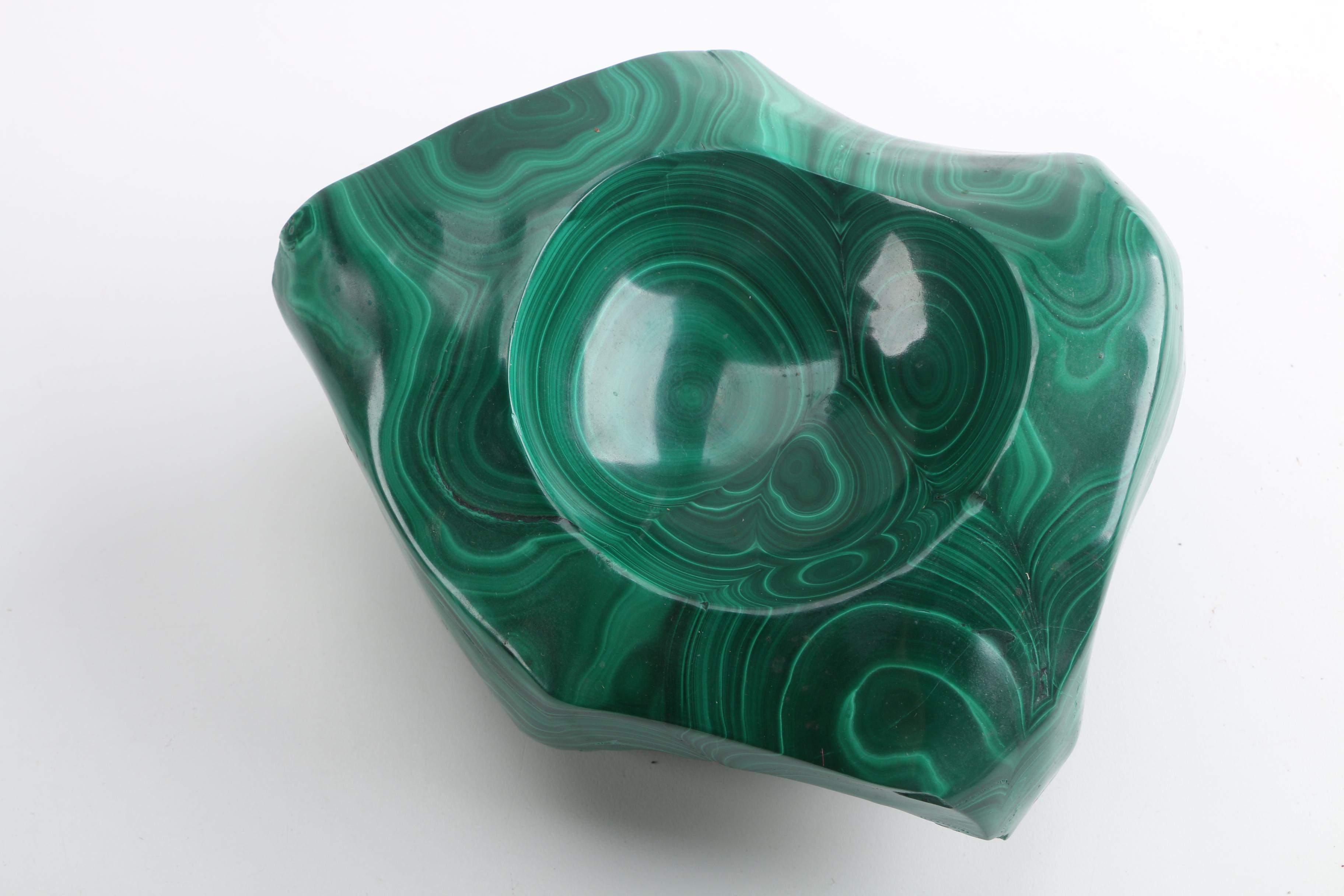 Polished Malachite Trinket Dish