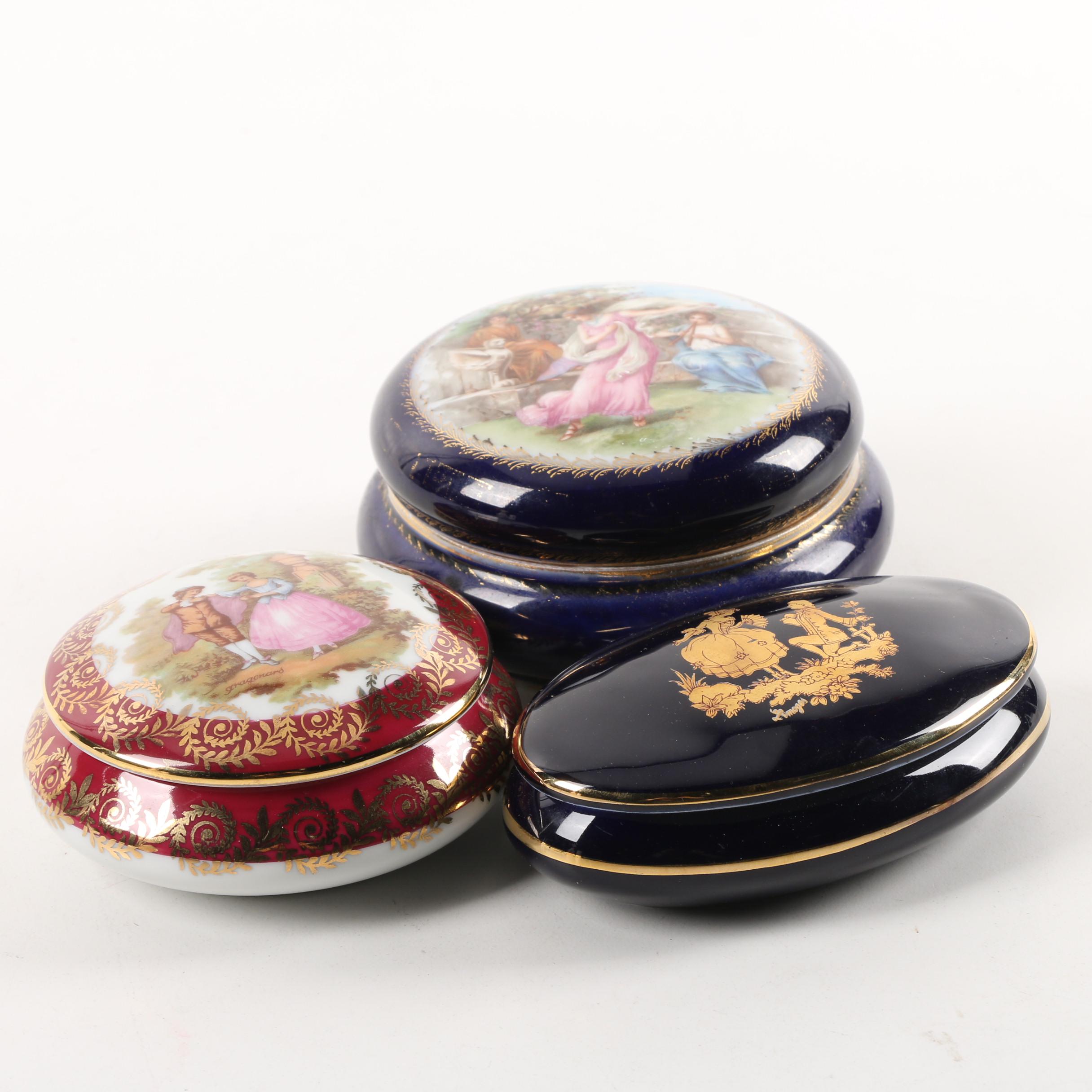 Limoges and Vienna Style Vanity and Powder Boxes