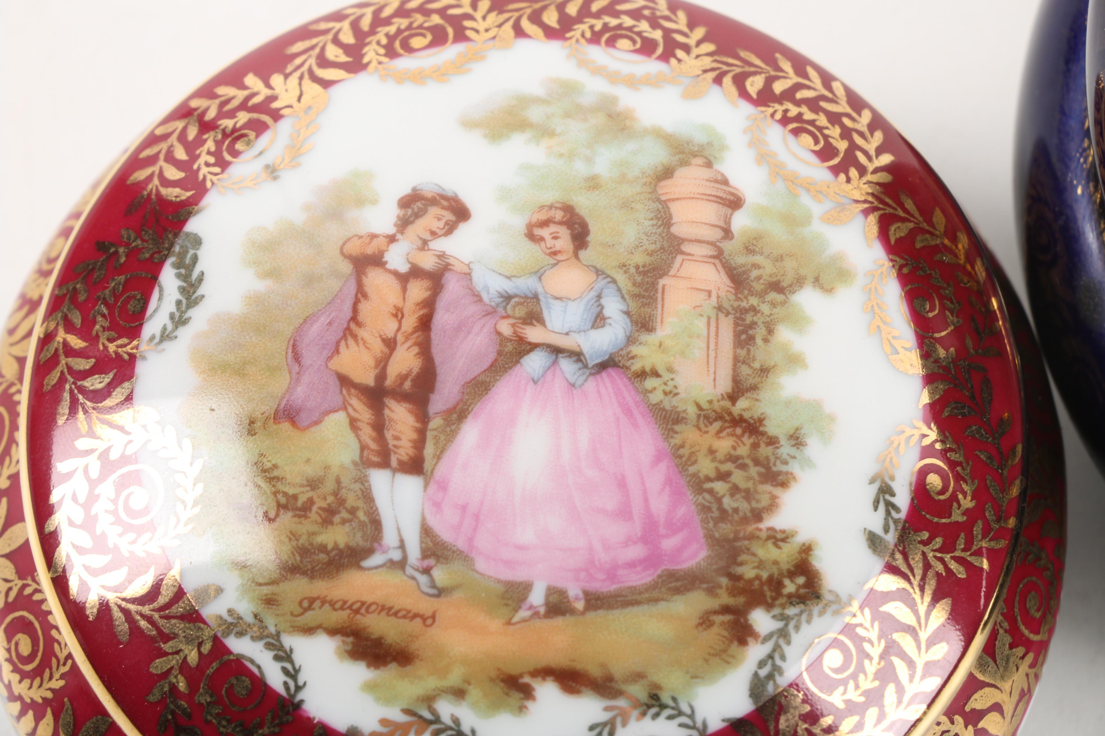 Limoges and Vienna Style Vanity and Powder Boxes