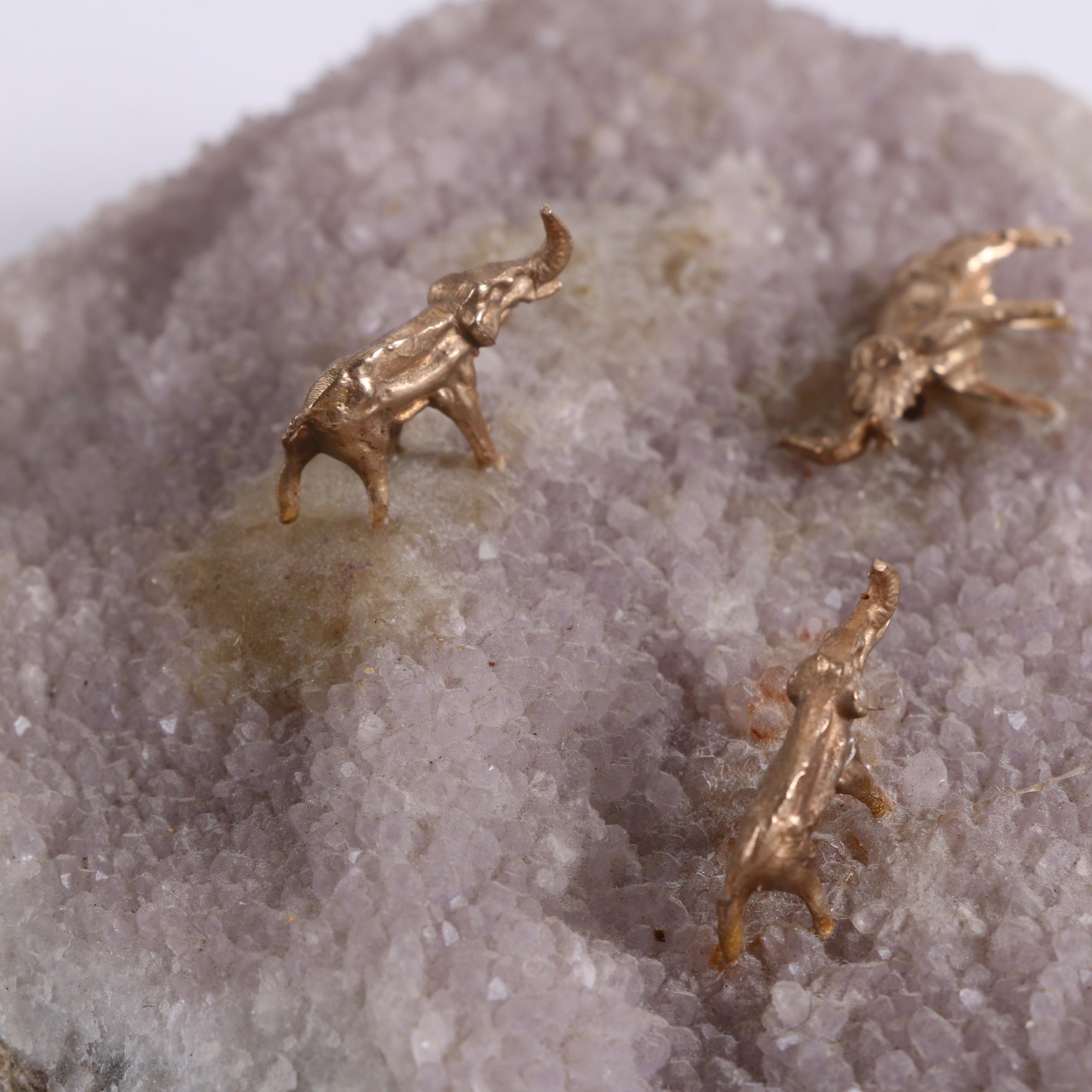 Crystal Geode with Metal Elephants