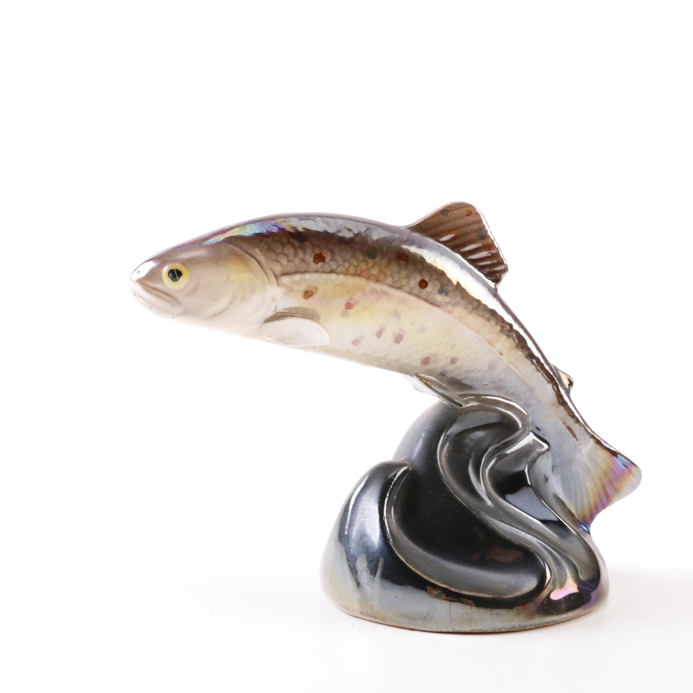 1950s Jema of Holland "Leaping Salmon" Lustre Ware Figurine
