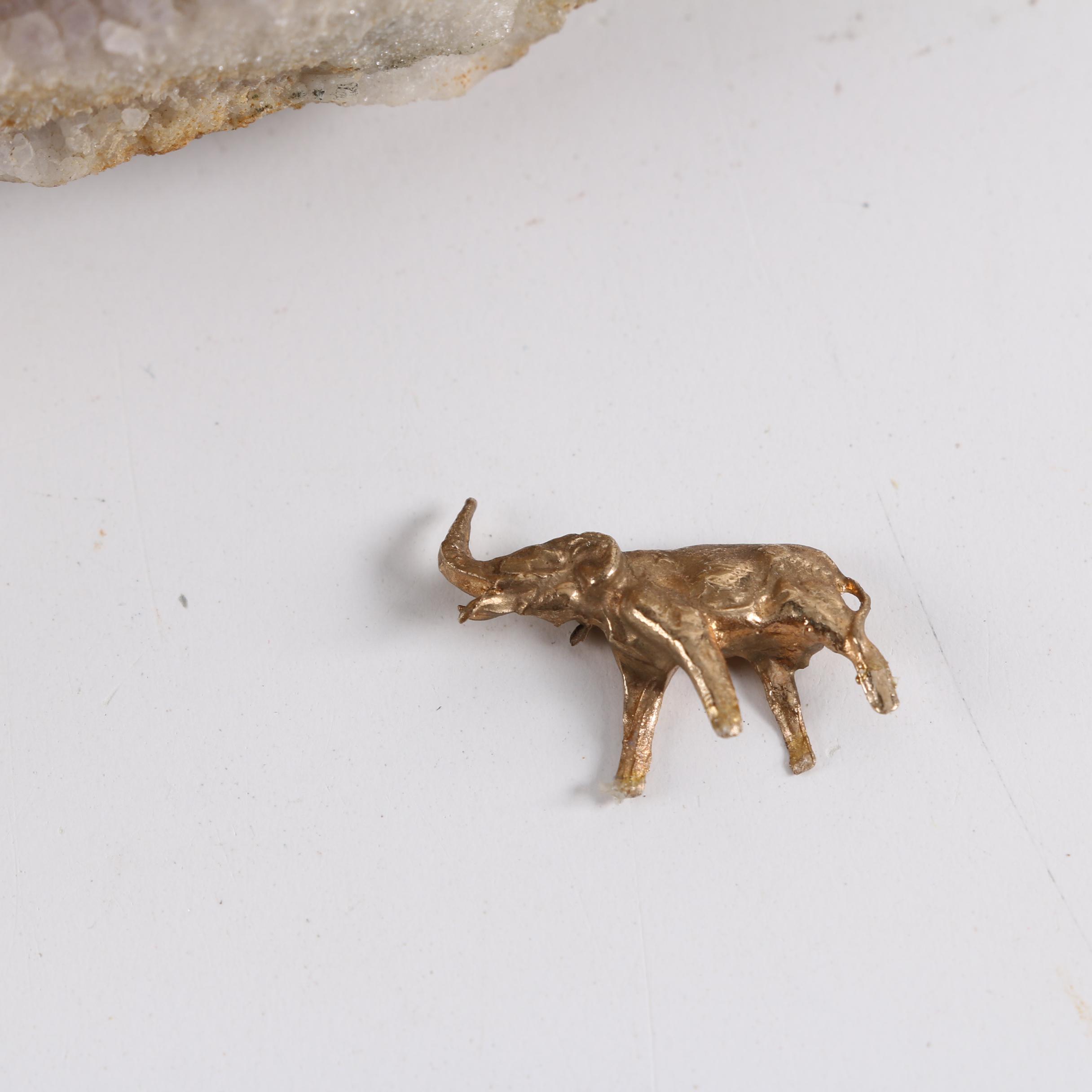 Crystal Geode with Metal Elephants