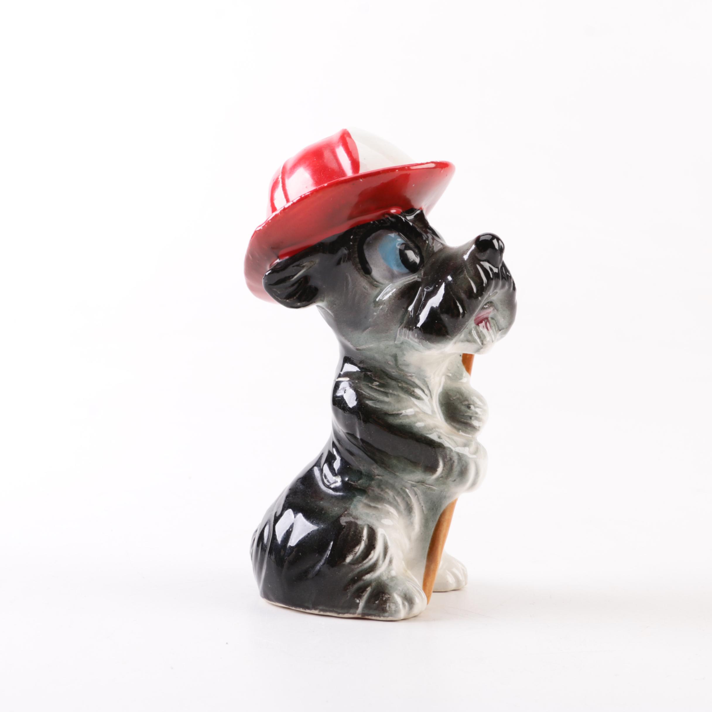 Vintage Firefighter Schnauzer Ceramic Figurine