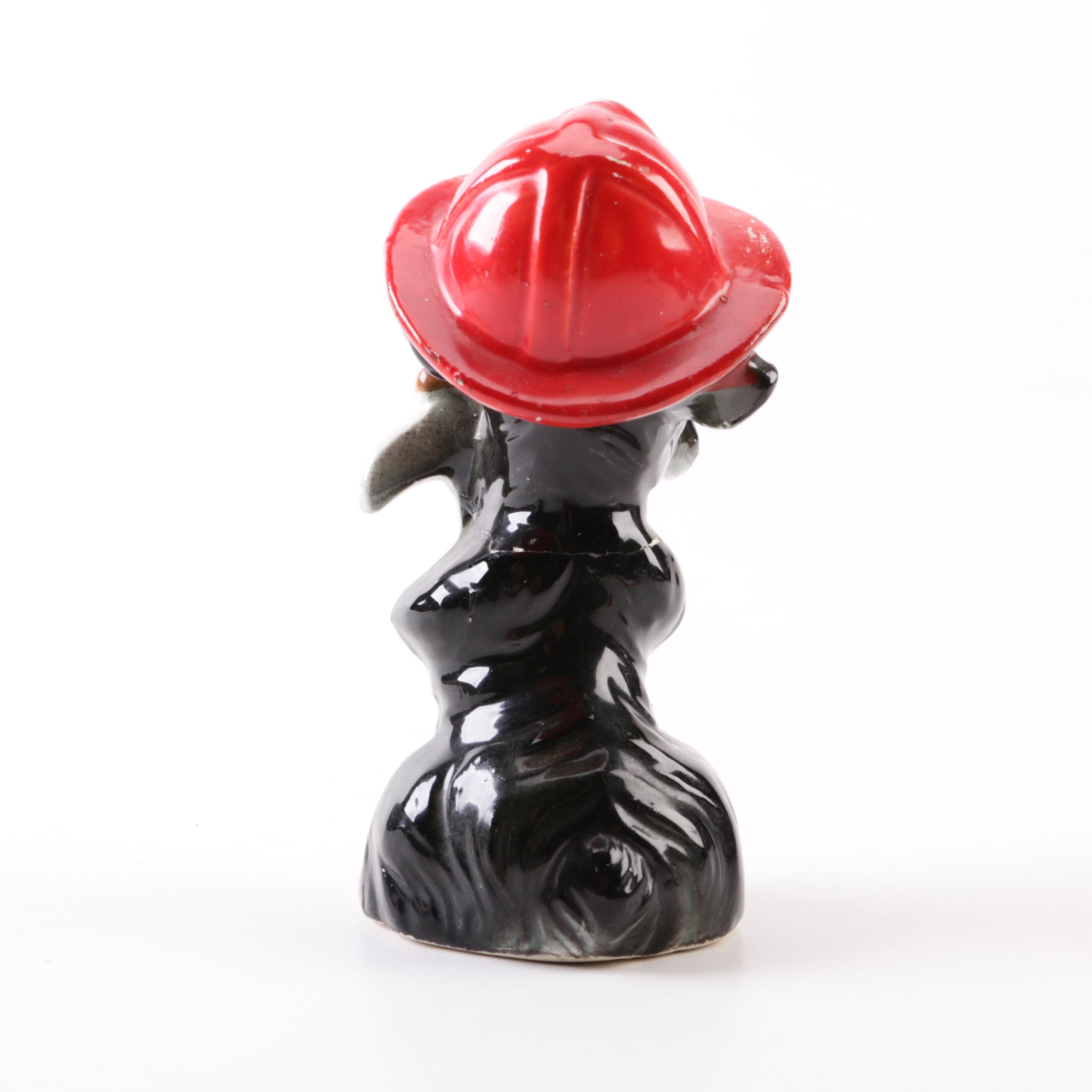 Vintage Firefighter Schnauzer Ceramic Figurine