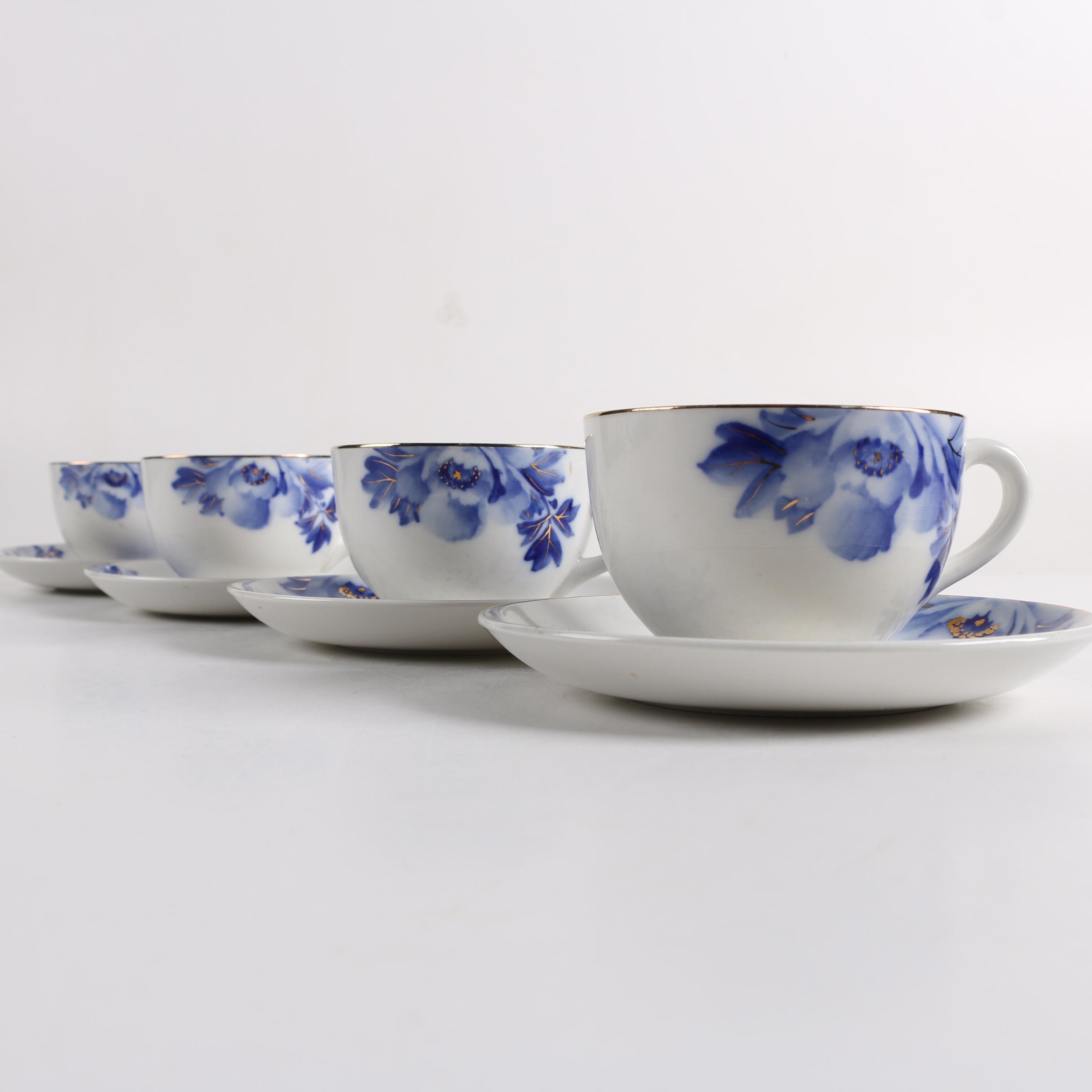 Vintage Japanese N.K. Porcelain Co. Ironstone Teacups and Saucers