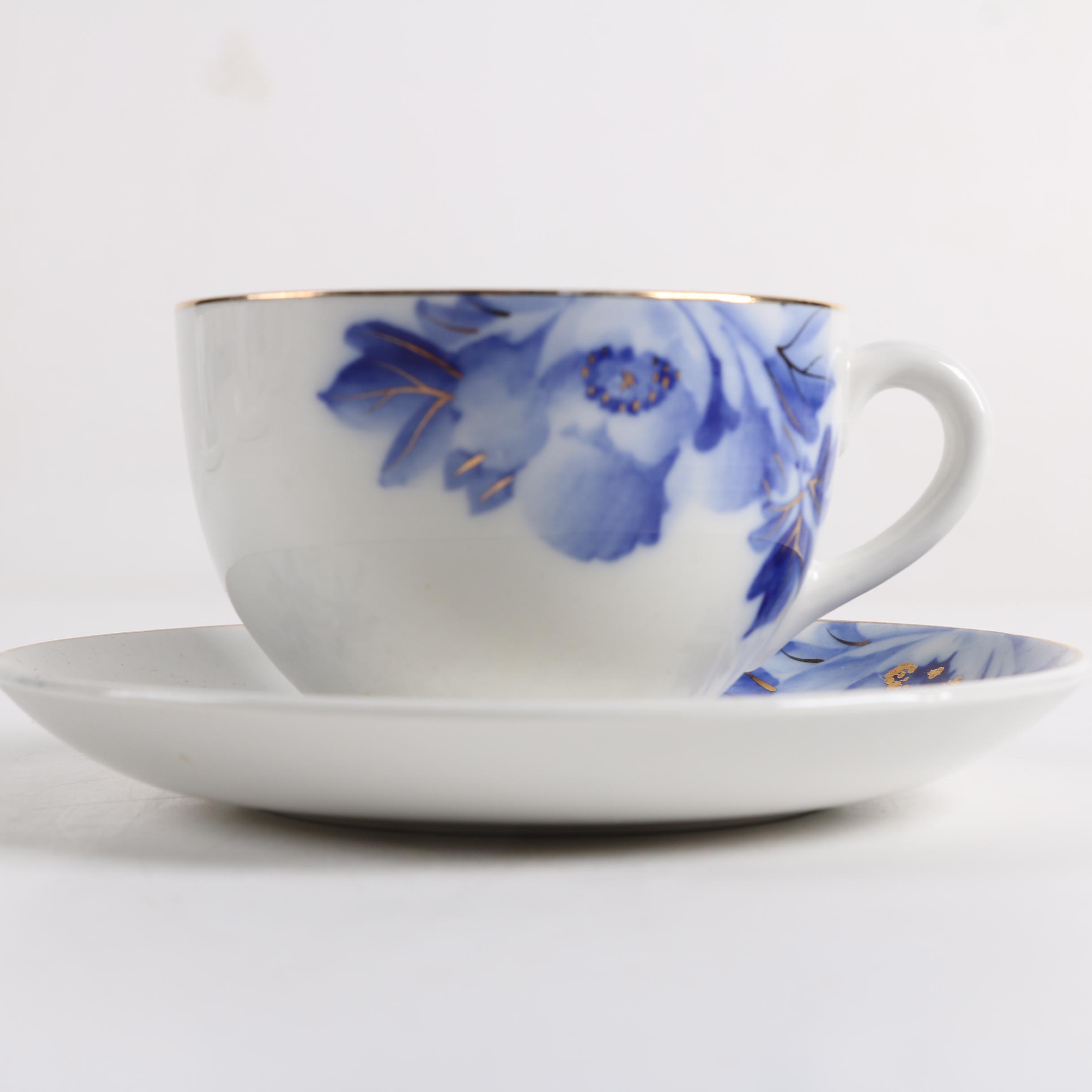 Vintage Japanese N.K. Porcelain Co. Ironstone Teacups and Saucers