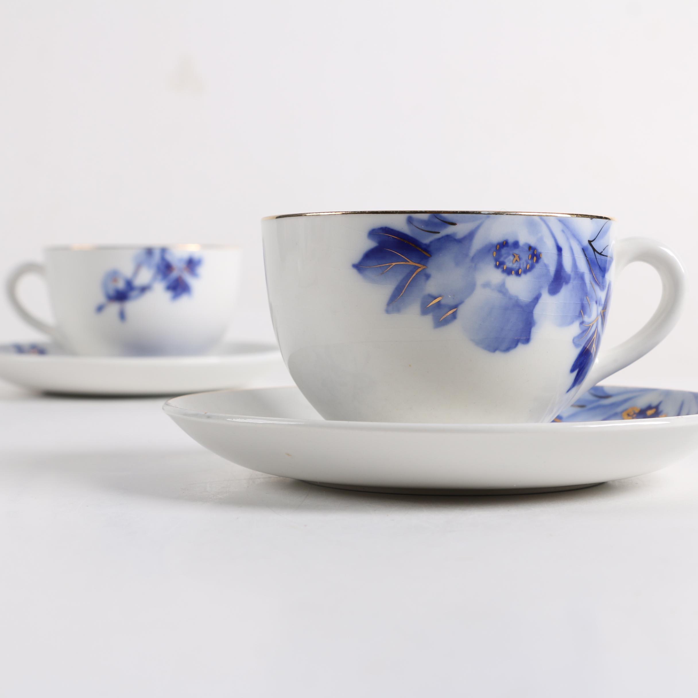 Vintage Japanese N.K. Porcelain Co. Ironstone Teacups and Saucers