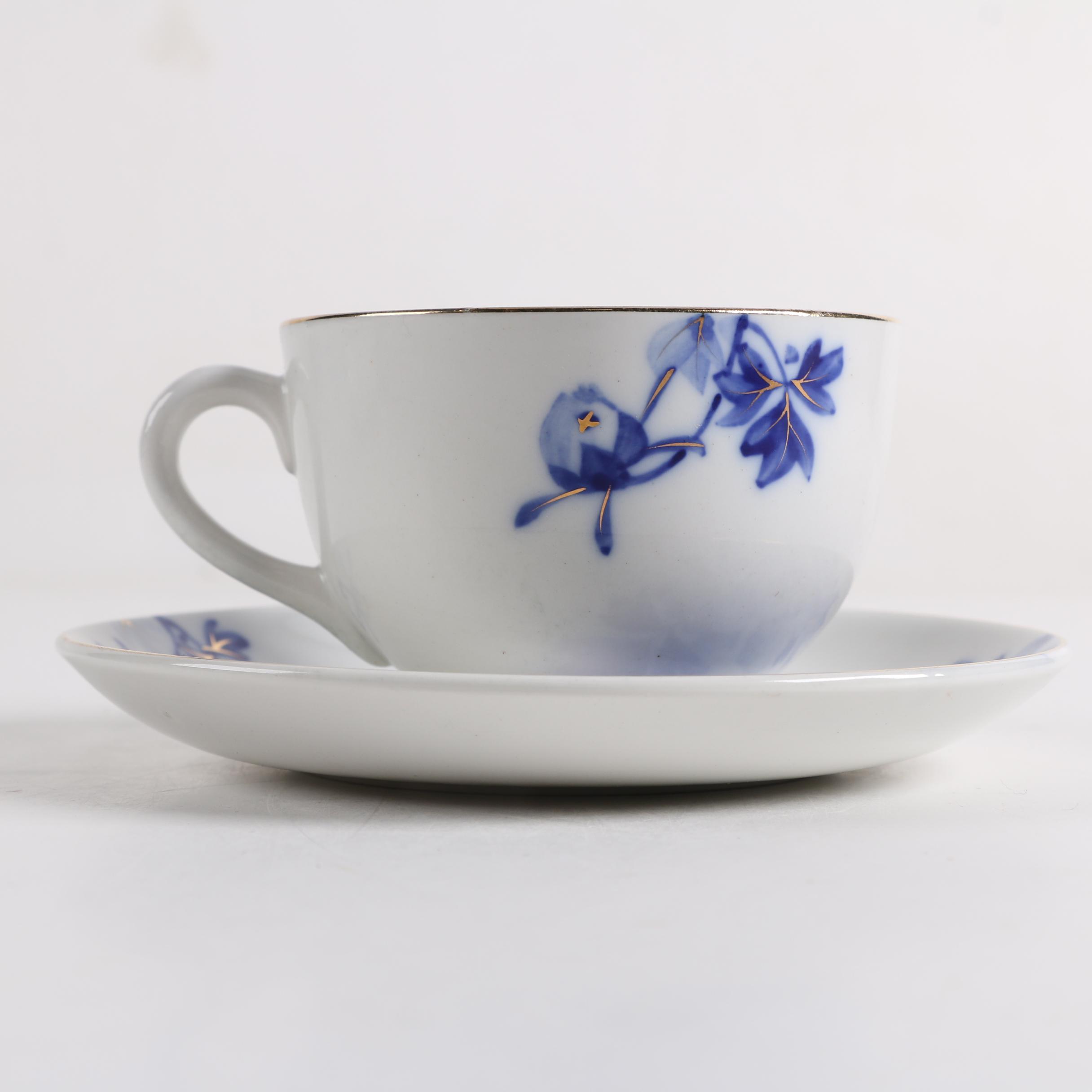 Vintage Japanese N.K. Porcelain Co. Ironstone Teacups and Saucers