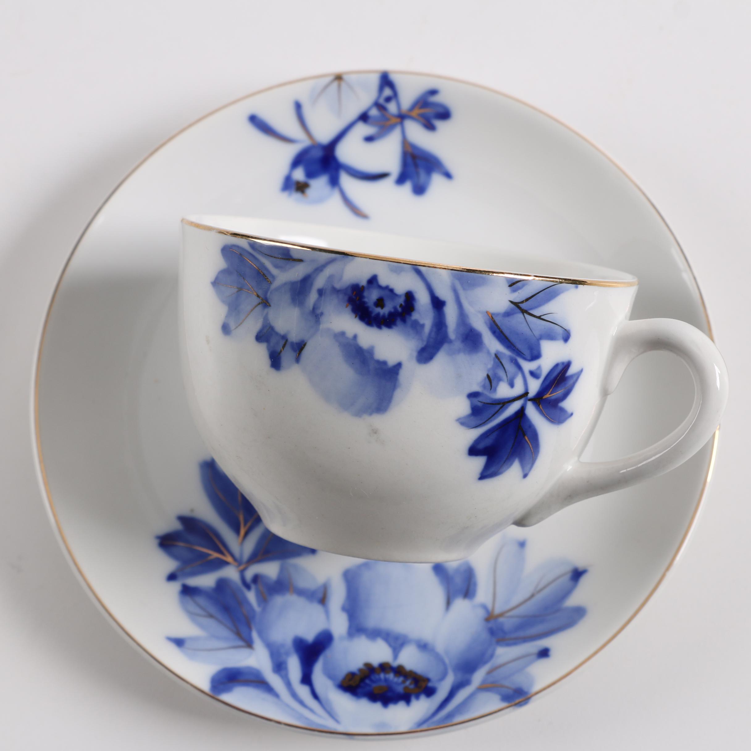 Vintage Japanese N.K. Porcelain Co. Ironstone Teacups and Saucers