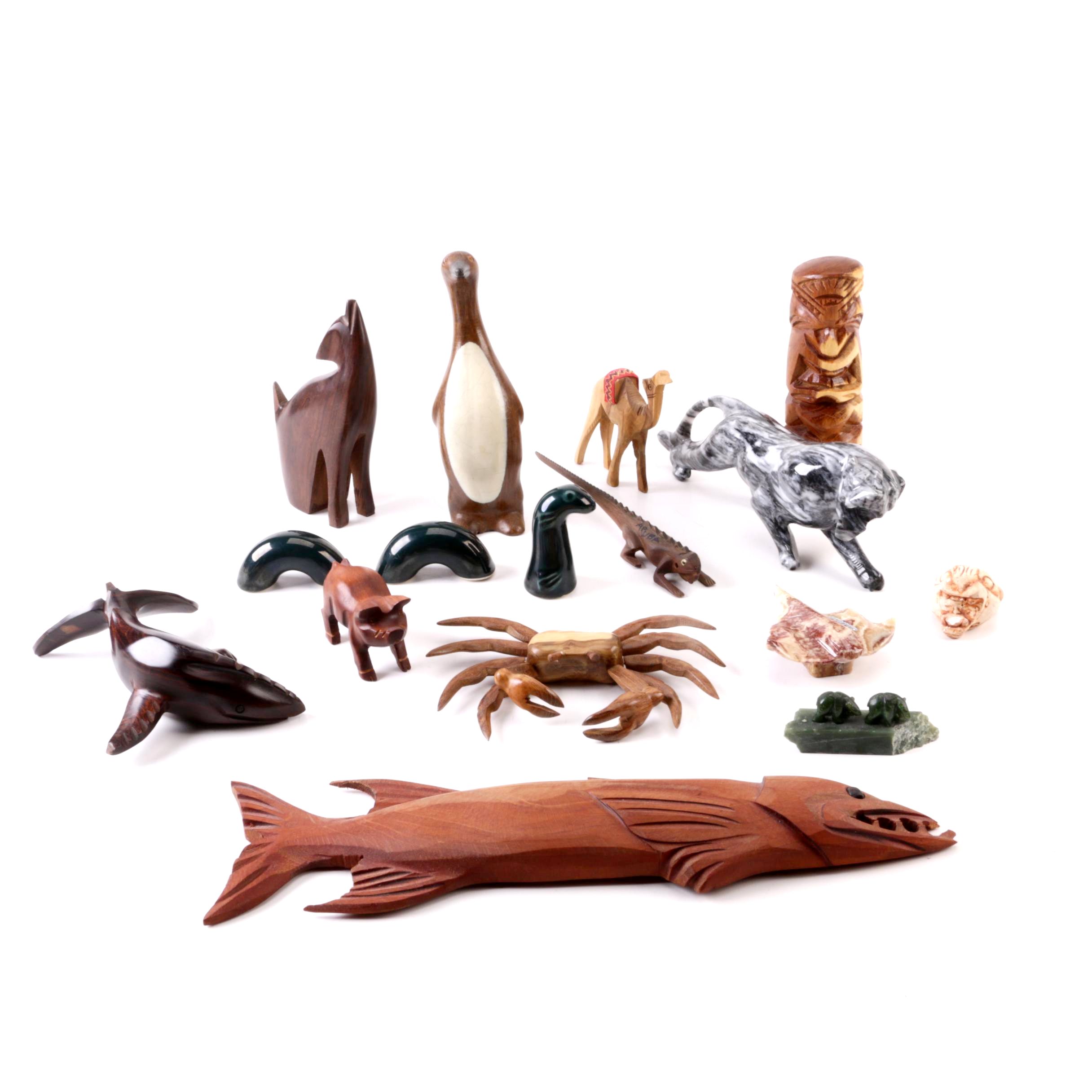 Stone, Wood and Ceramic Animal Figurines