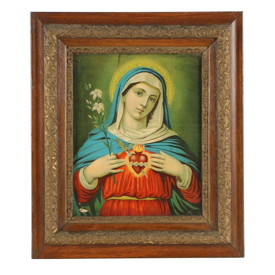 Lithographic Print After Leiber "Immaculate Heart of Mary"