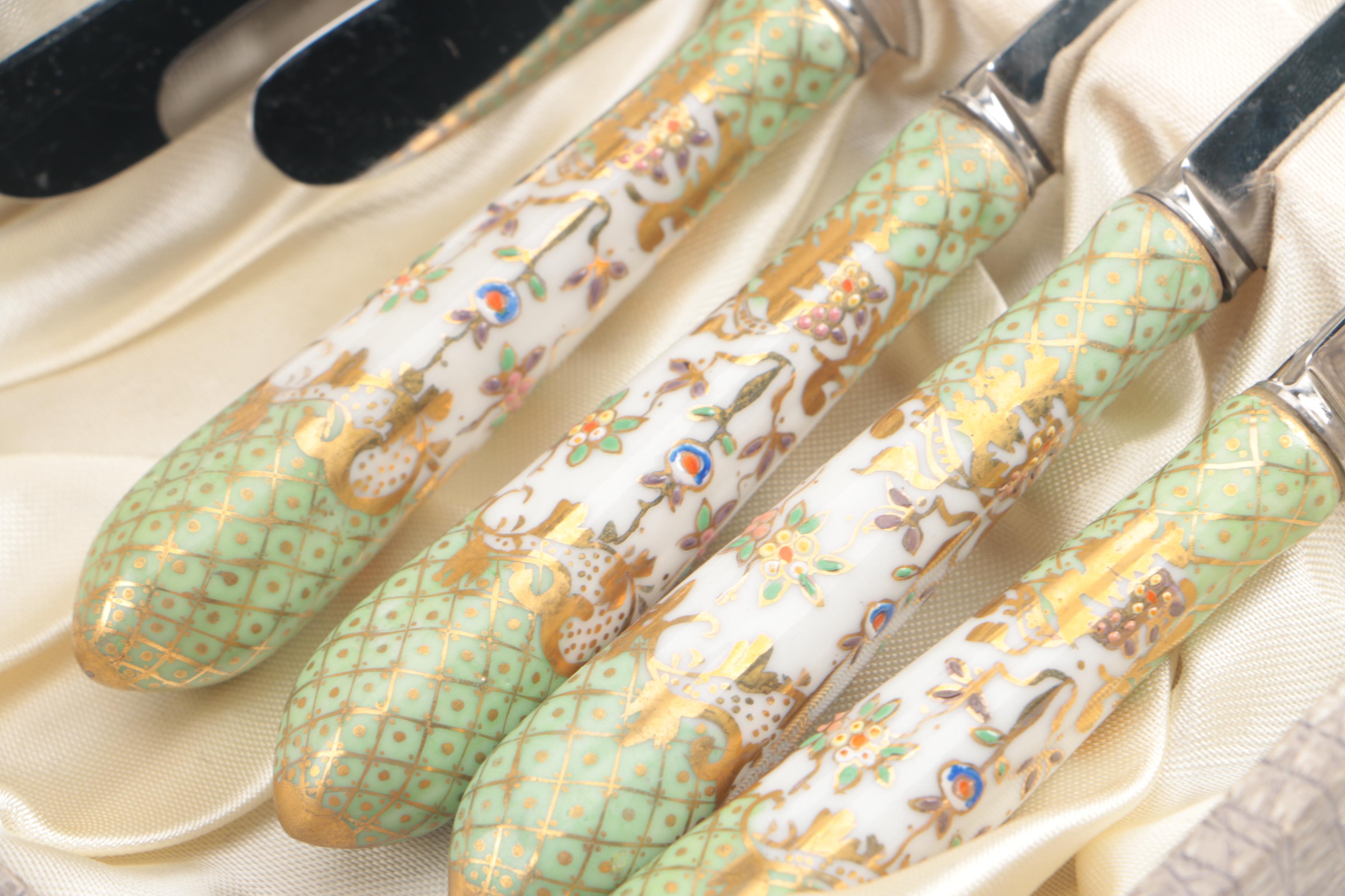 A.E. Lewis & Co. Porcelain Handled Sheffield Stainless Steel Butter Knife Set