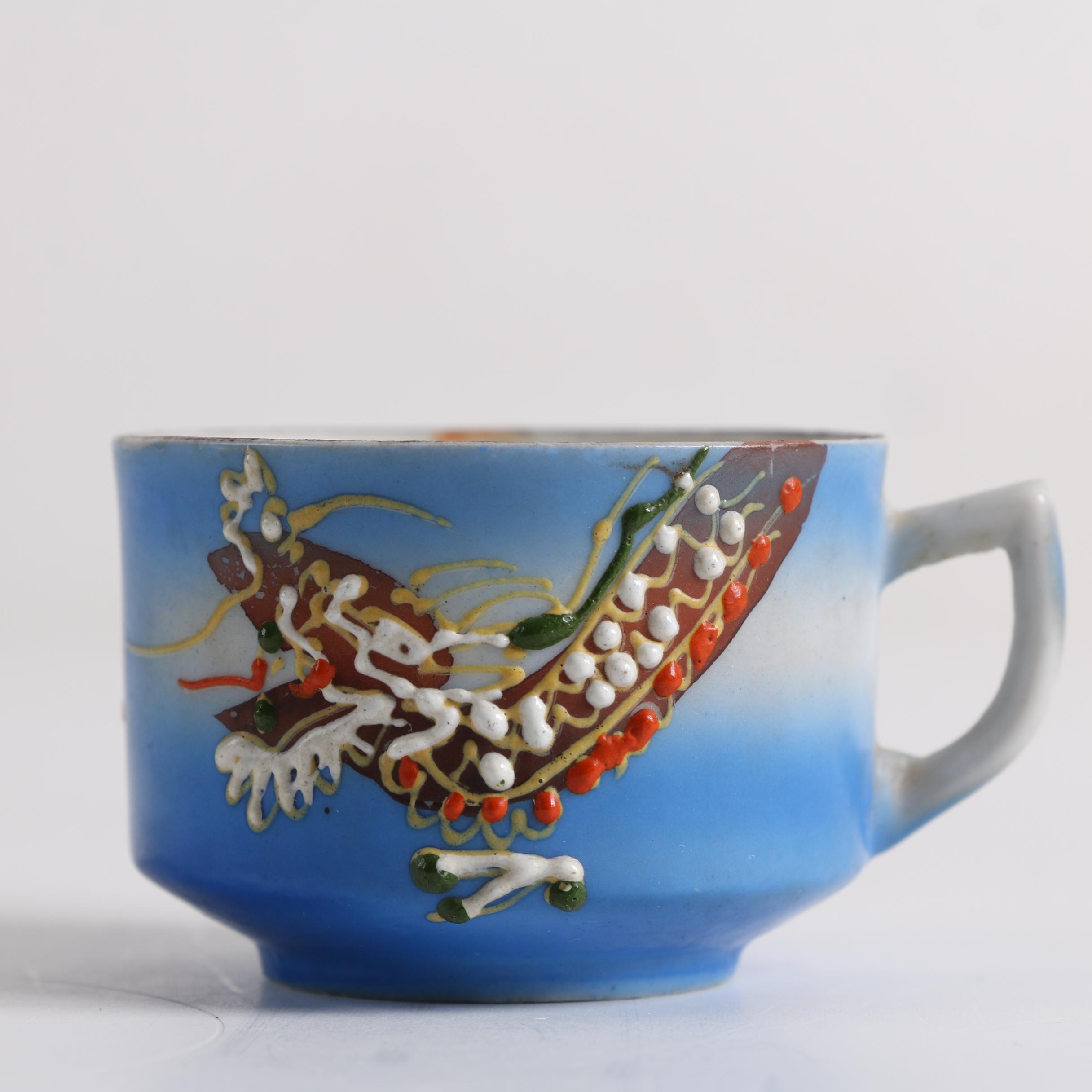 Vintage Japanese Export Porcelain Tea Cups, Saucers and Sugar Bowl