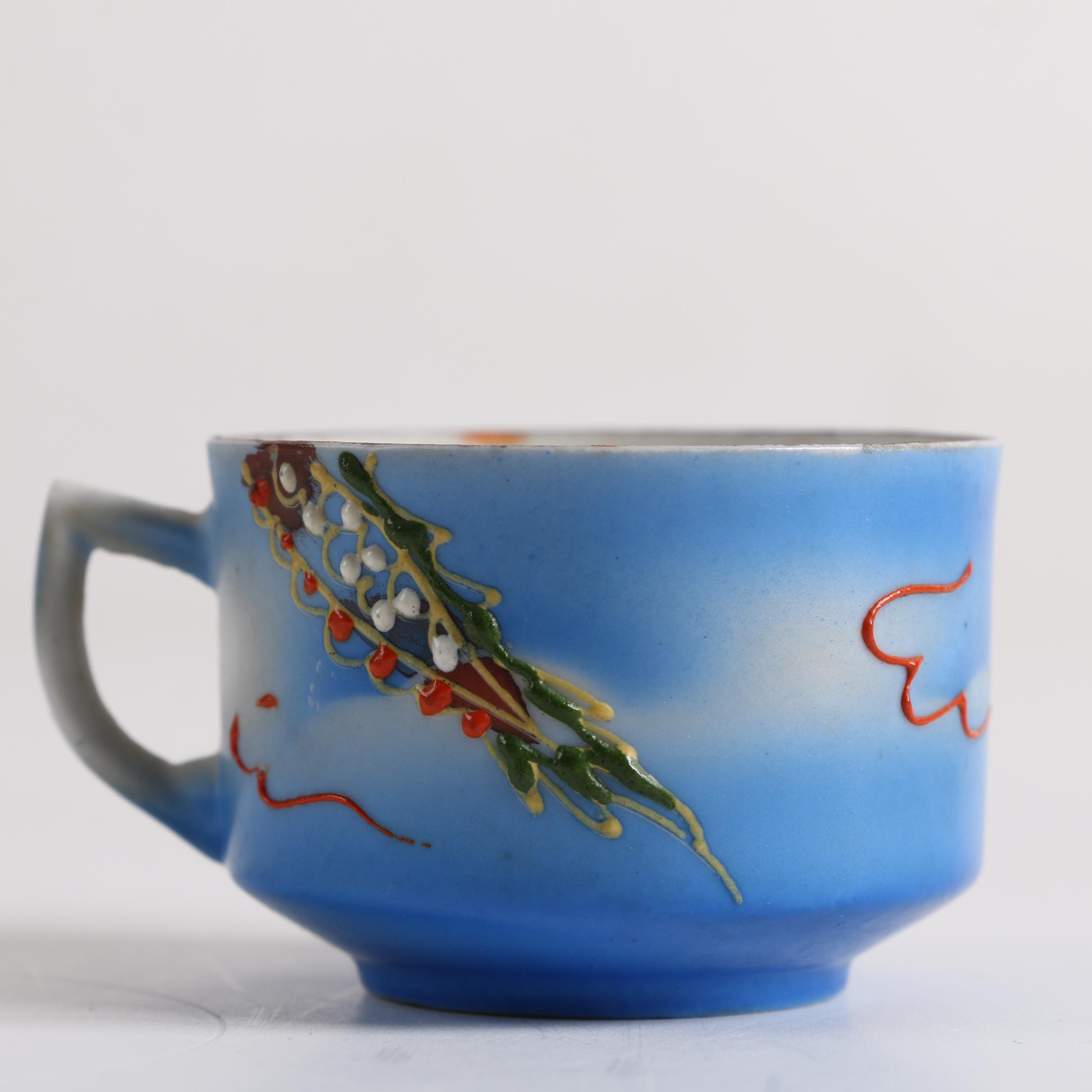 Vintage Japanese Export Porcelain Tea Cups, Saucers and Sugar Bowl