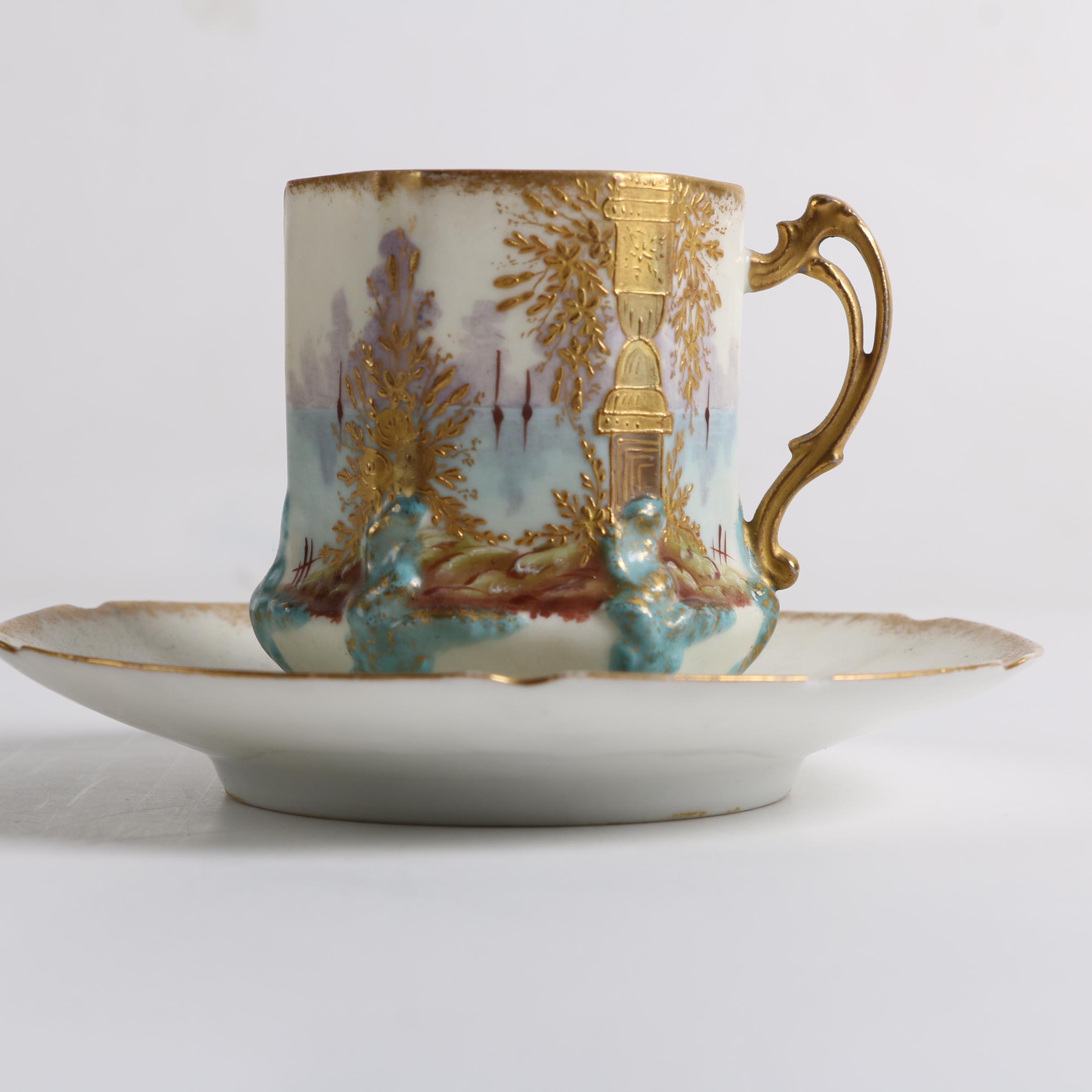 Vintage Japanese Export Porcelain Tea Cups, Saucers and Sugar Bowl