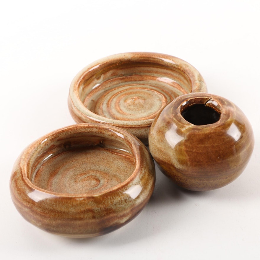 Alexandria Clay Co-Op Signed Stoneware Vessels by Laura