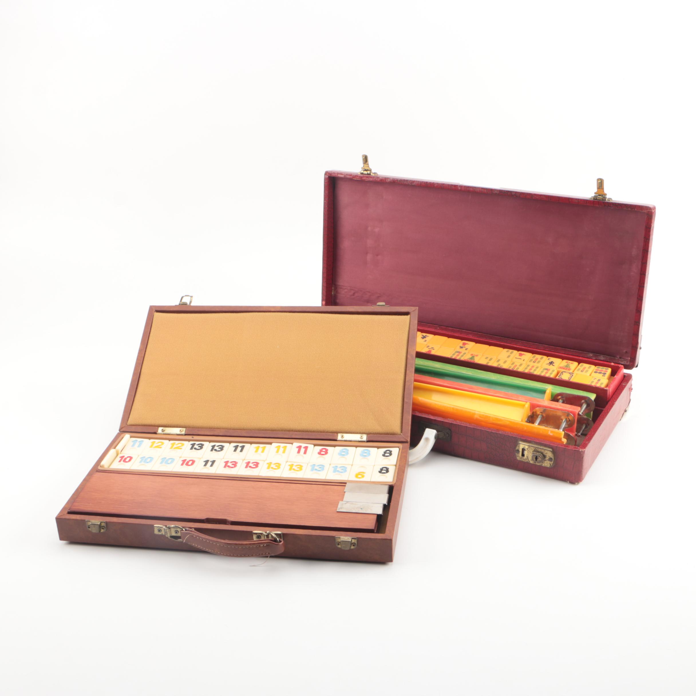 Mahjong and Rummikub Game Sets in Leatherette Cases