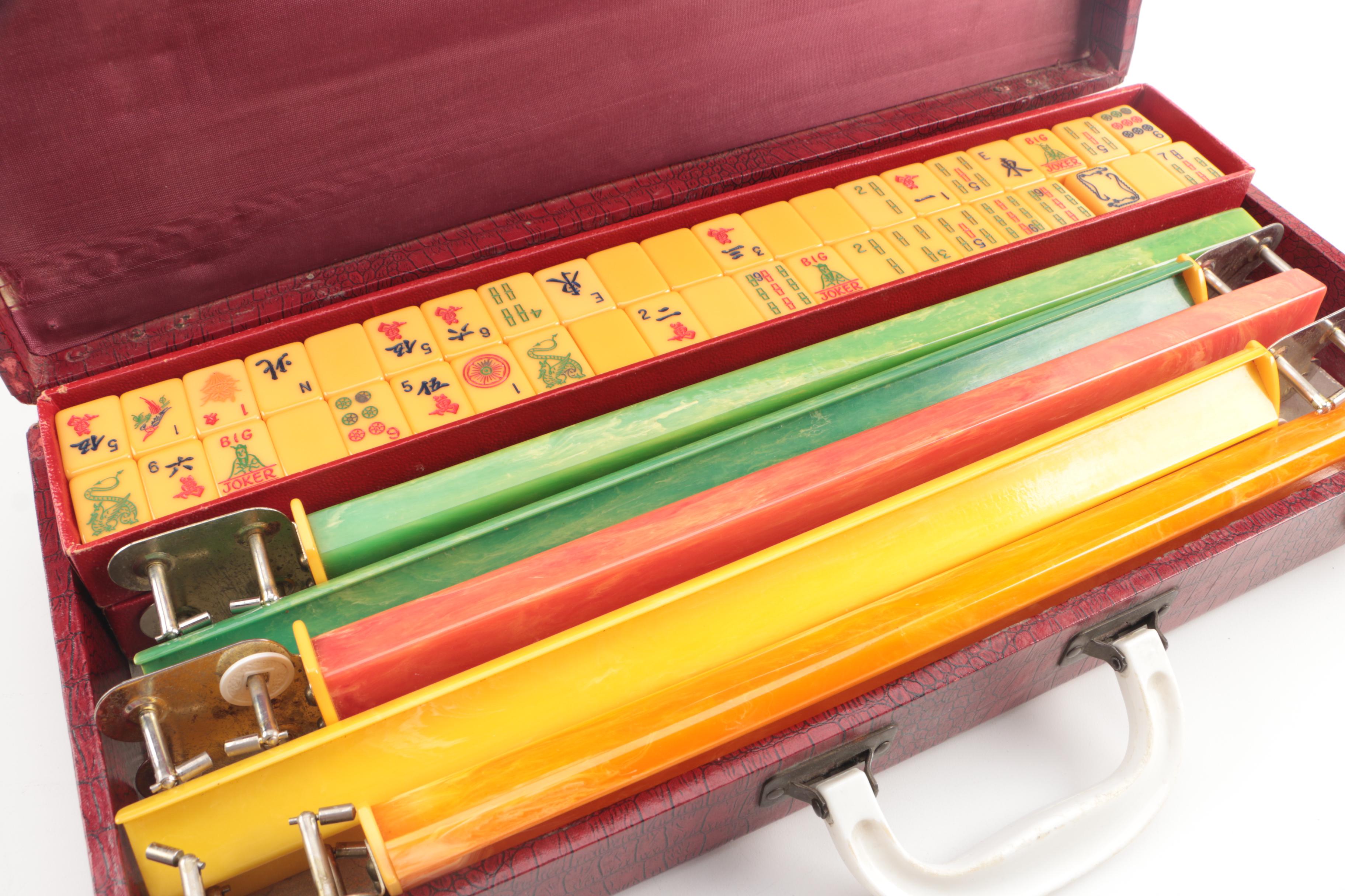 Mahjong and Rummikub Game Sets in Leatherette Cases