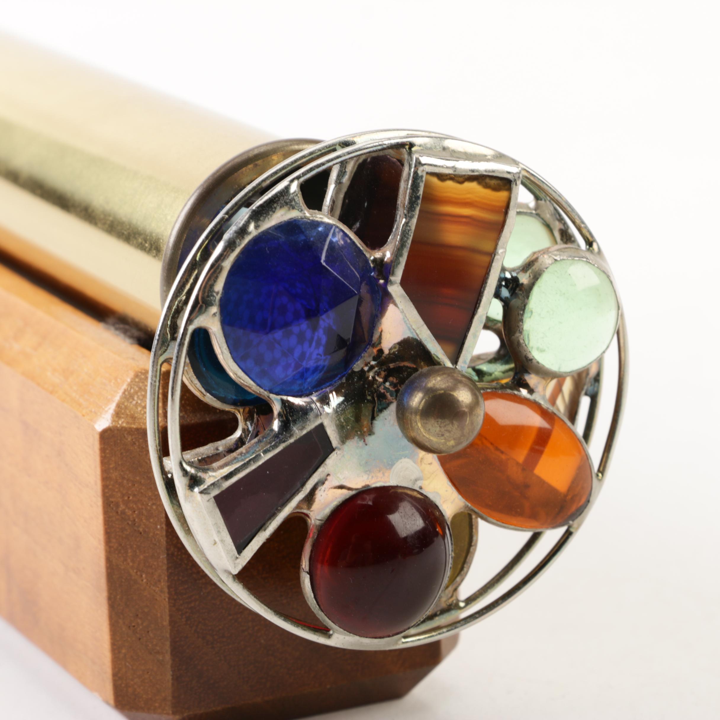 Brass Kaleidoscope By Sheryl Koch with Wood Stand