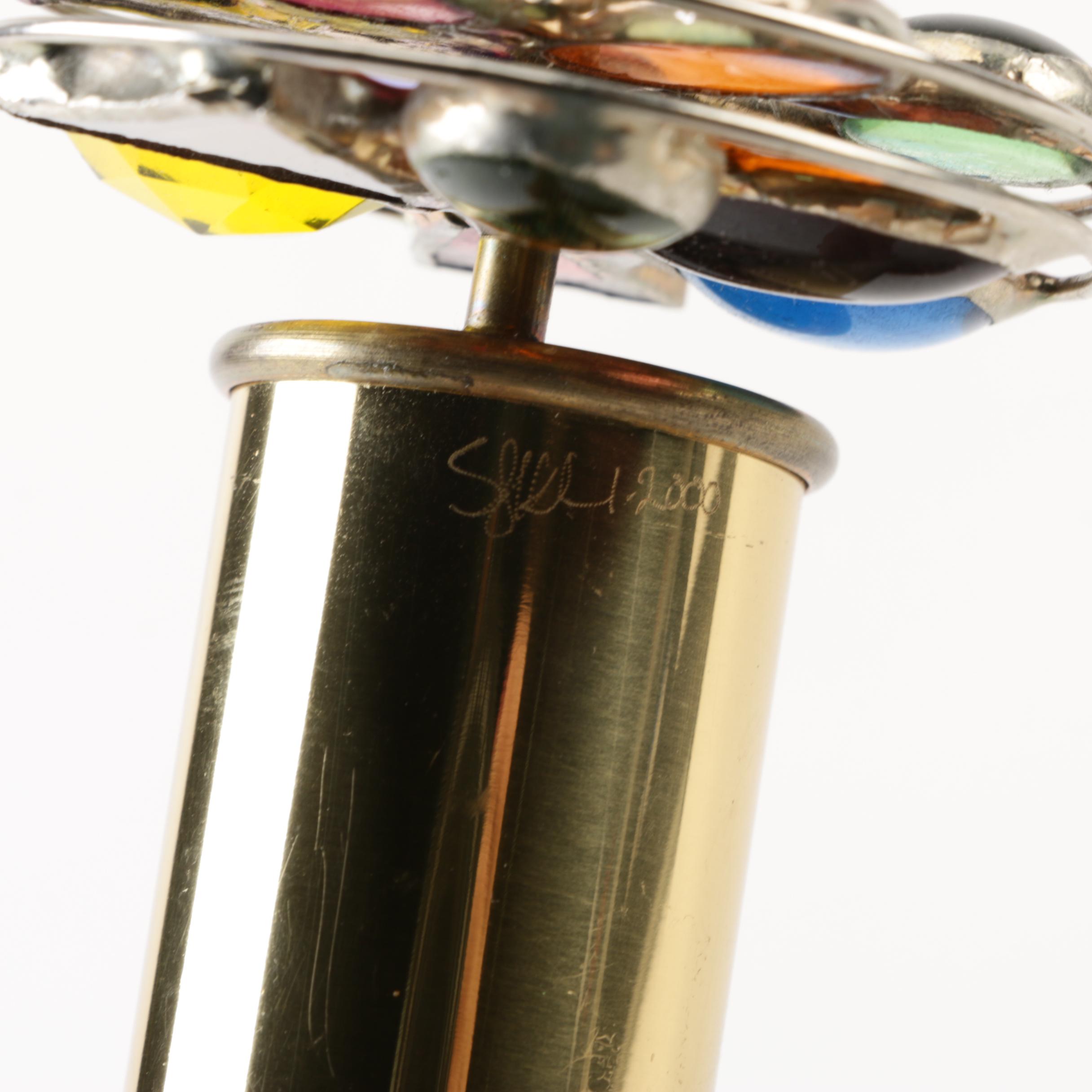 Brass Kaleidoscope By Sheryl Koch with Wood Stand