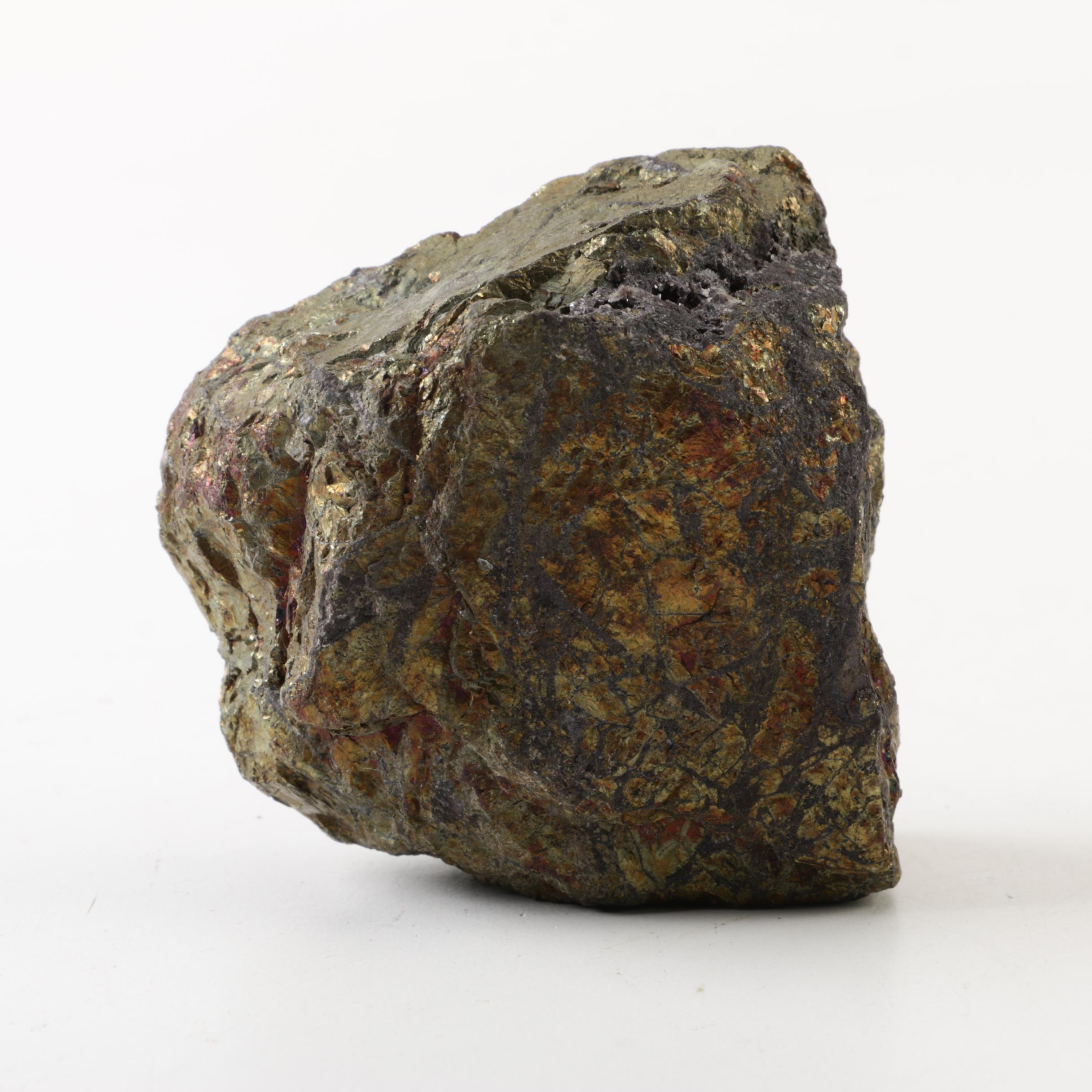 Enameled Music Trinket Box and Pyrite Specimen with Small Figural Horse