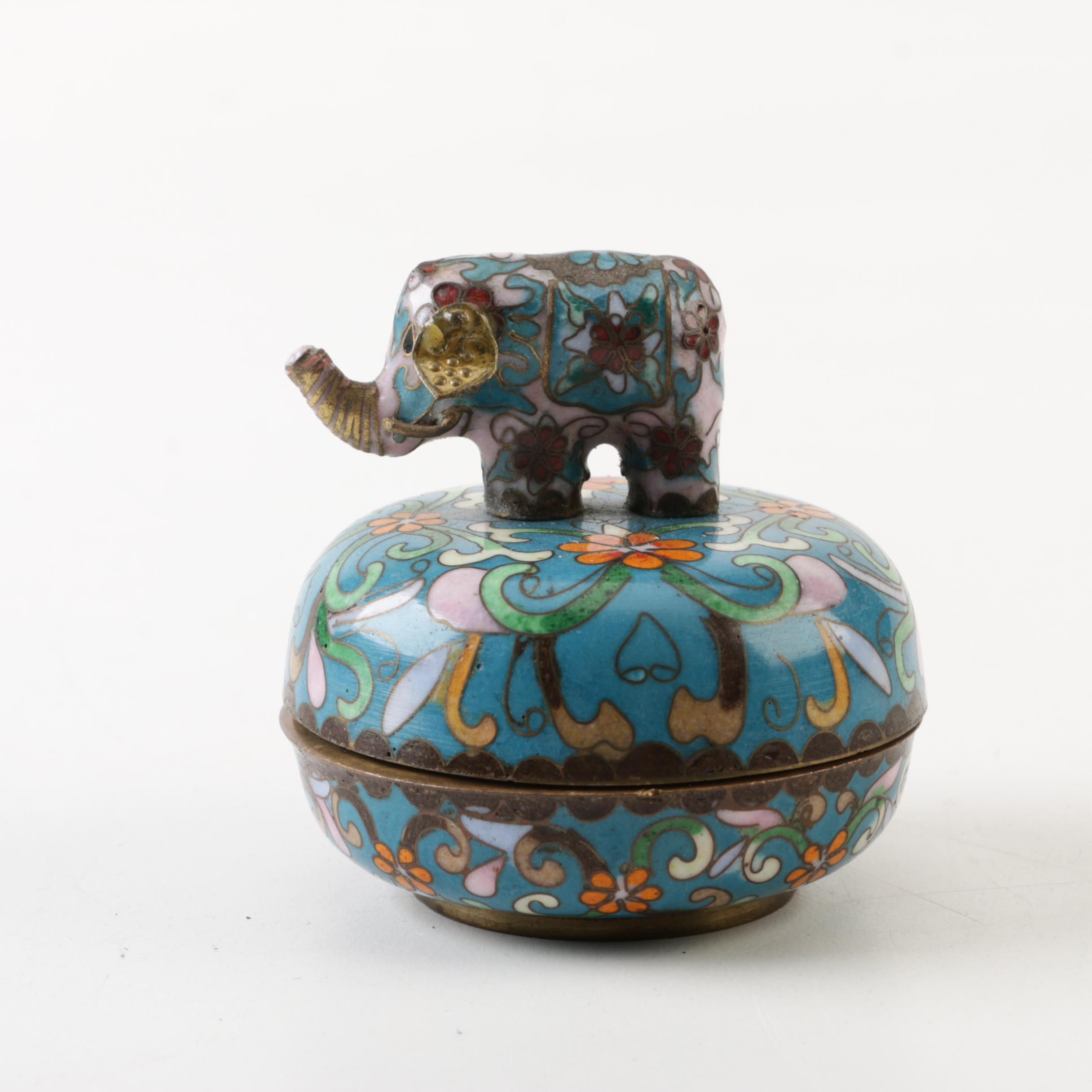 Enameled Music Trinket Box and Pyrite Specimen with Small Figural Horse