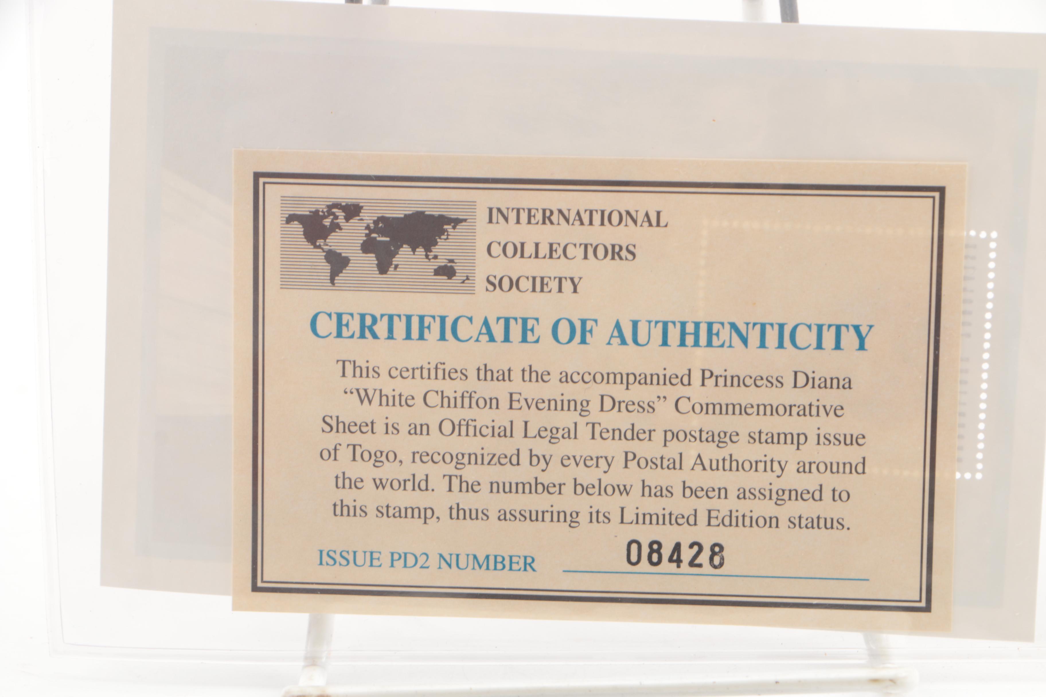 Limited Edition Princess Diana Togo Postage Stamps