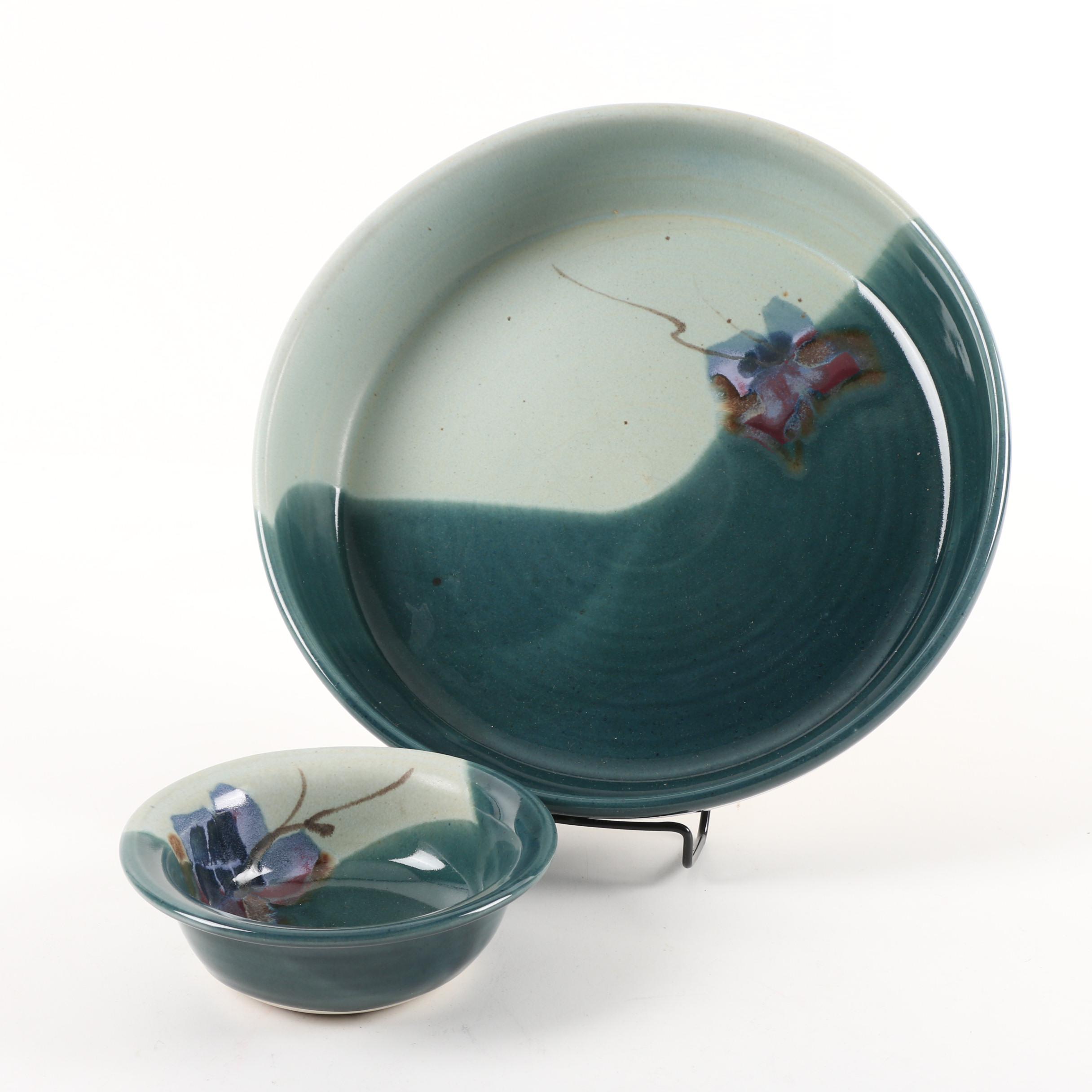 Vintage Kent Follette Signed Glazed Stoneware Bowls