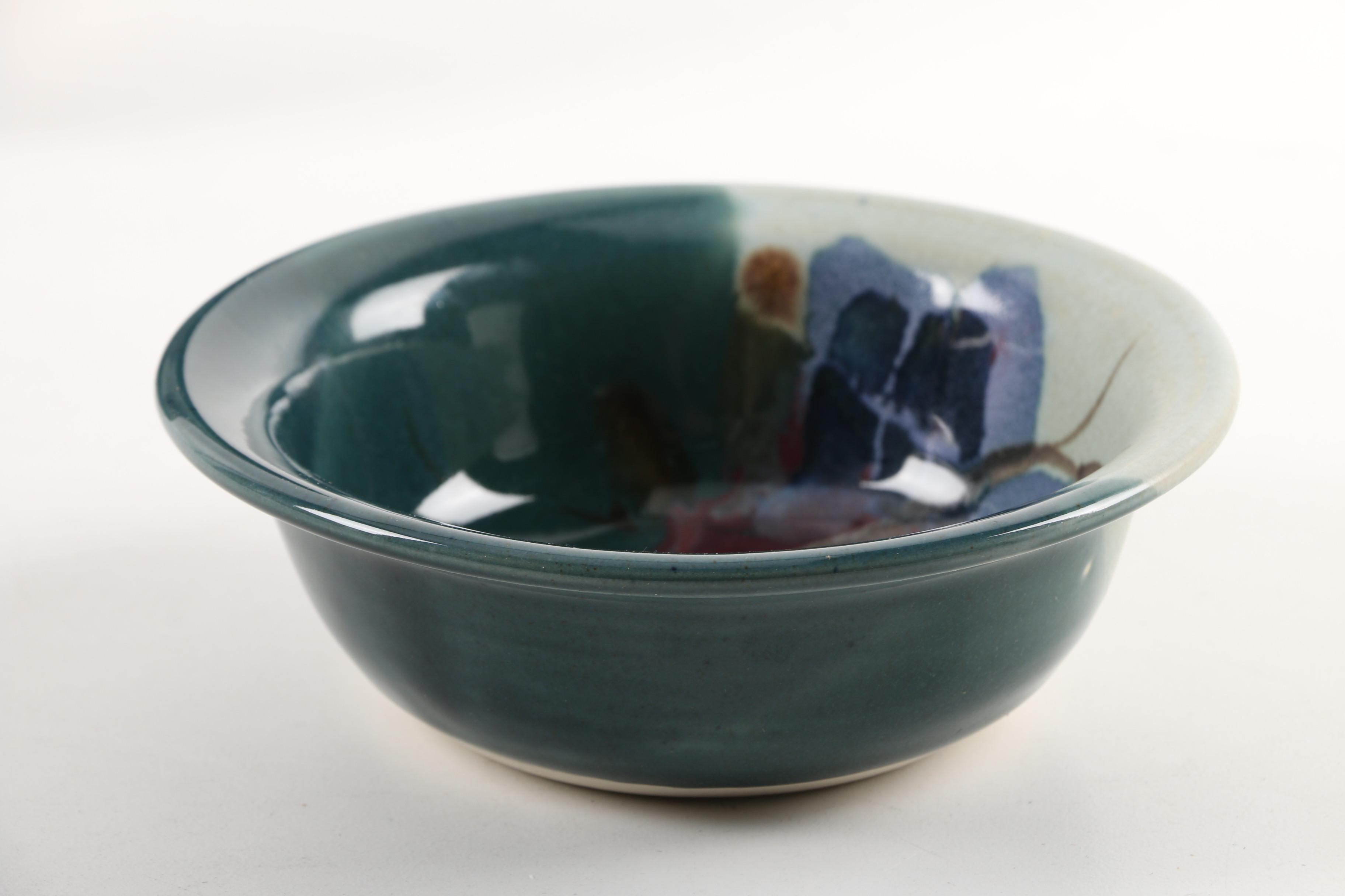 Vintage Kent Follette Signed Glazed Stoneware Bowls