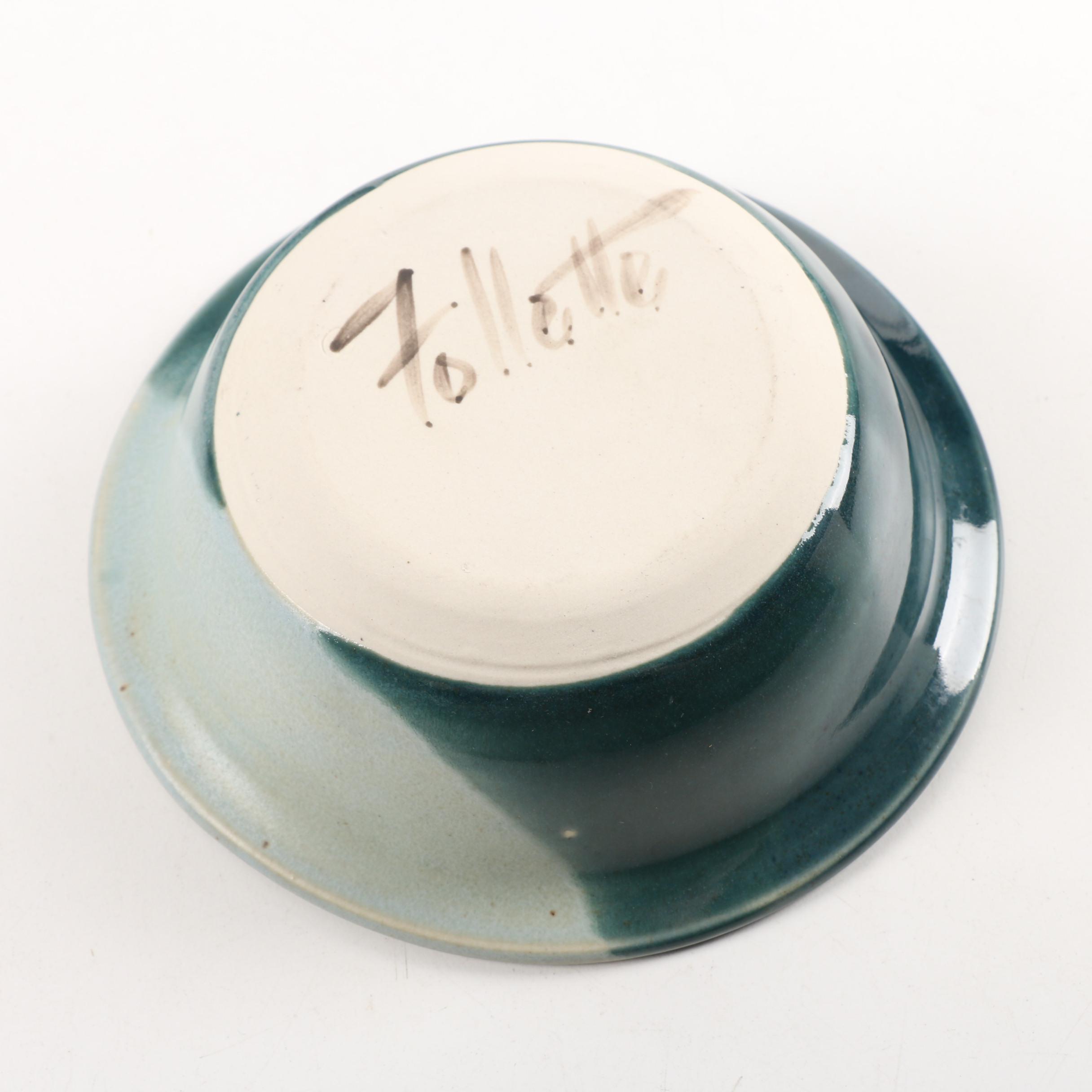 Vintage Kent Follette Signed Glazed Stoneware Bowls