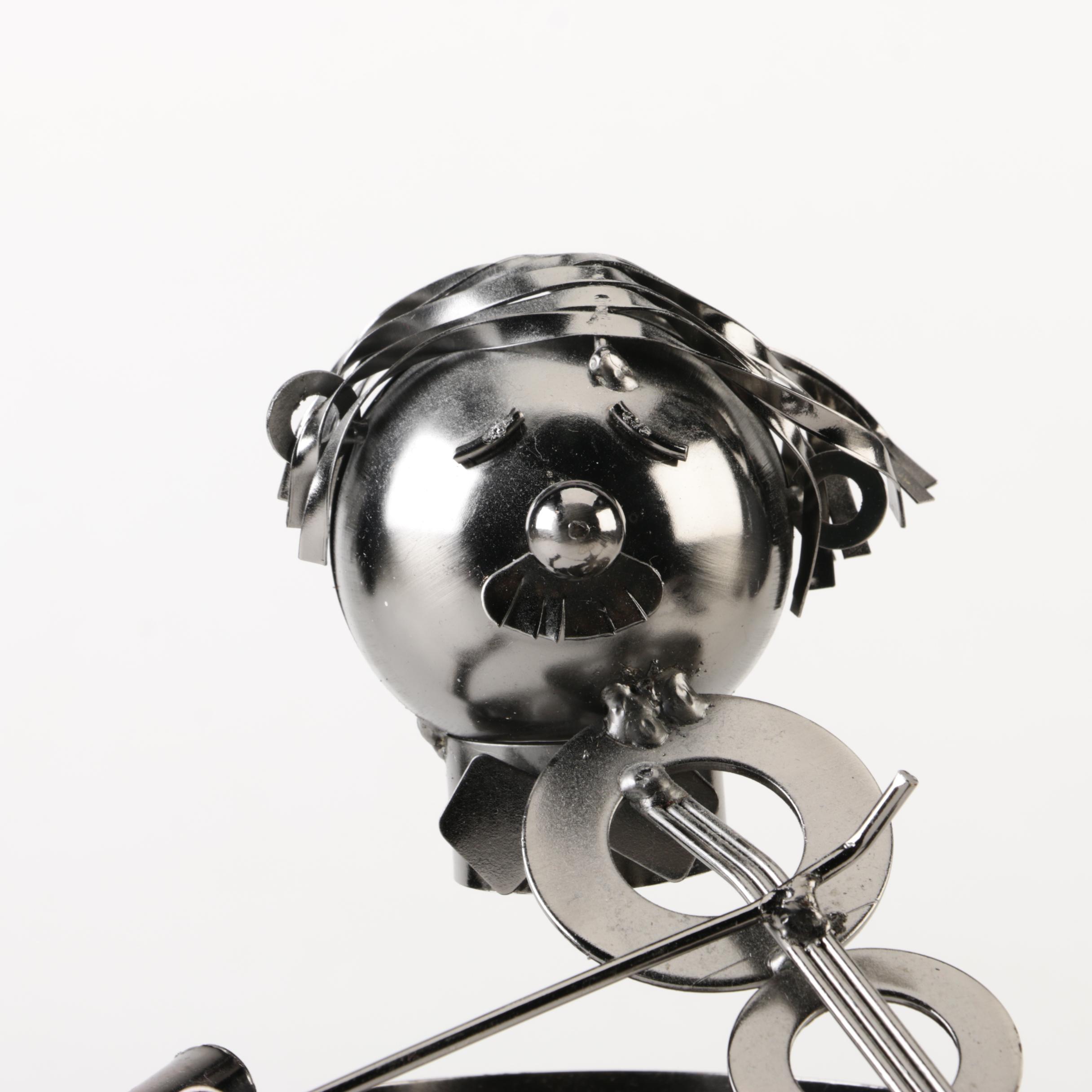 Figural Metal Violinist Wine Bottle Holder