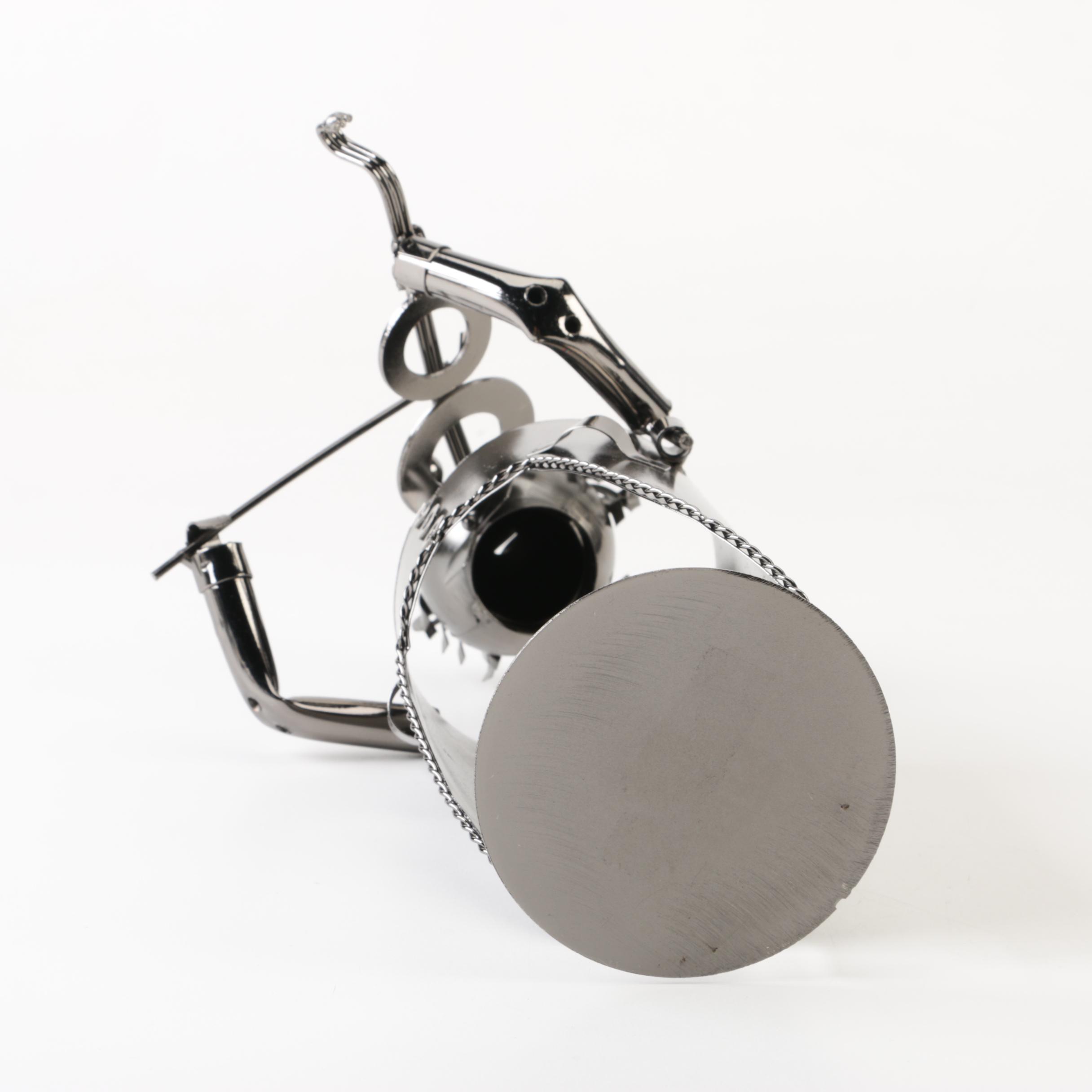 Figural Metal Violinist Wine Bottle Holder