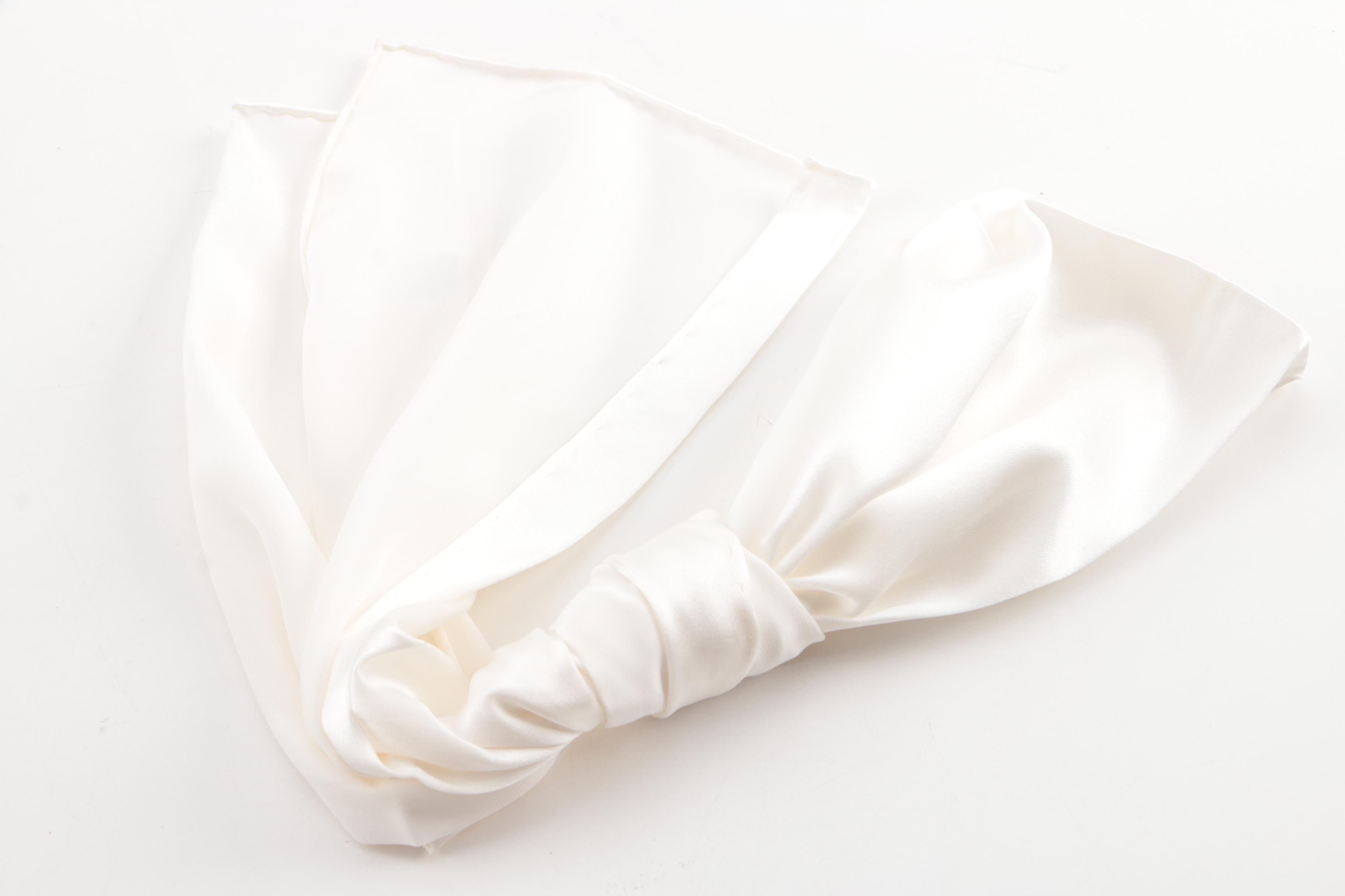 Rectangular White Silk Scarves