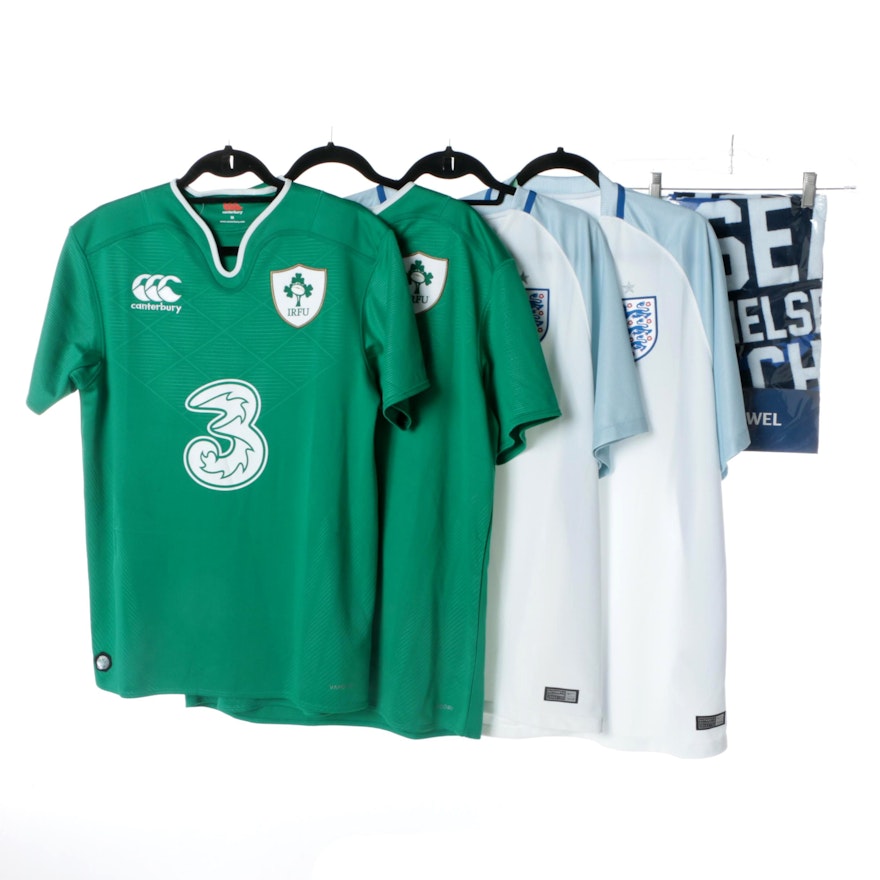 Men's Nike Chelsea and Canterbury IRFU Football Jerseys and Towel