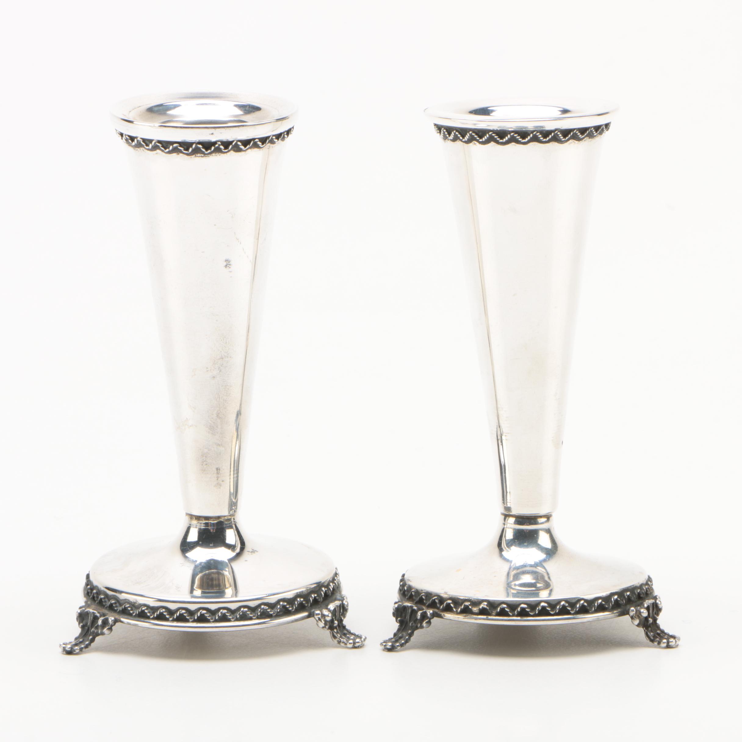 Hazorfim Sterling Silver Tray with Weighted Sterling Candleholders