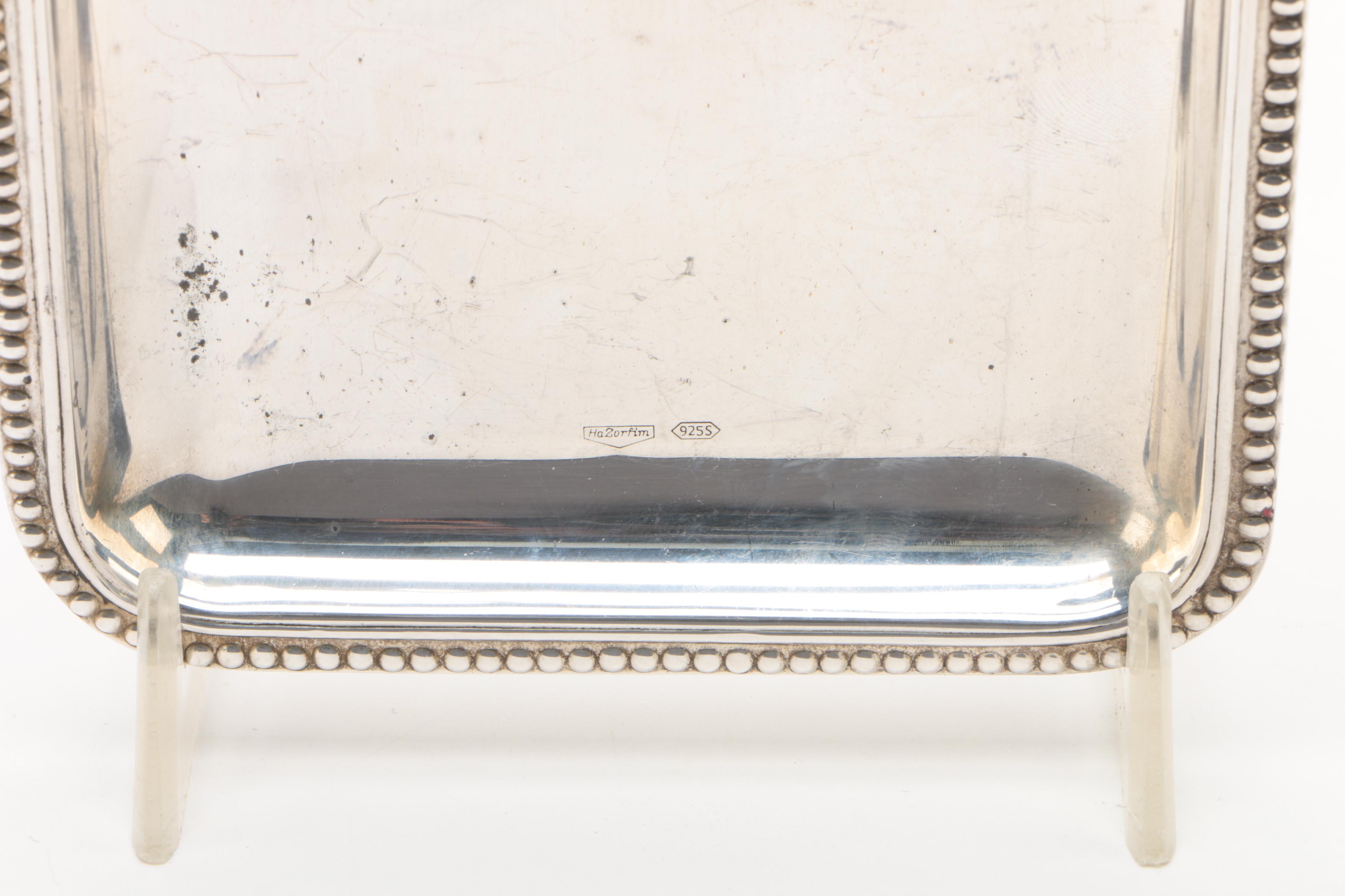 Hazorfim Sterling Silver Tray with Weighted Sterling Candleholders